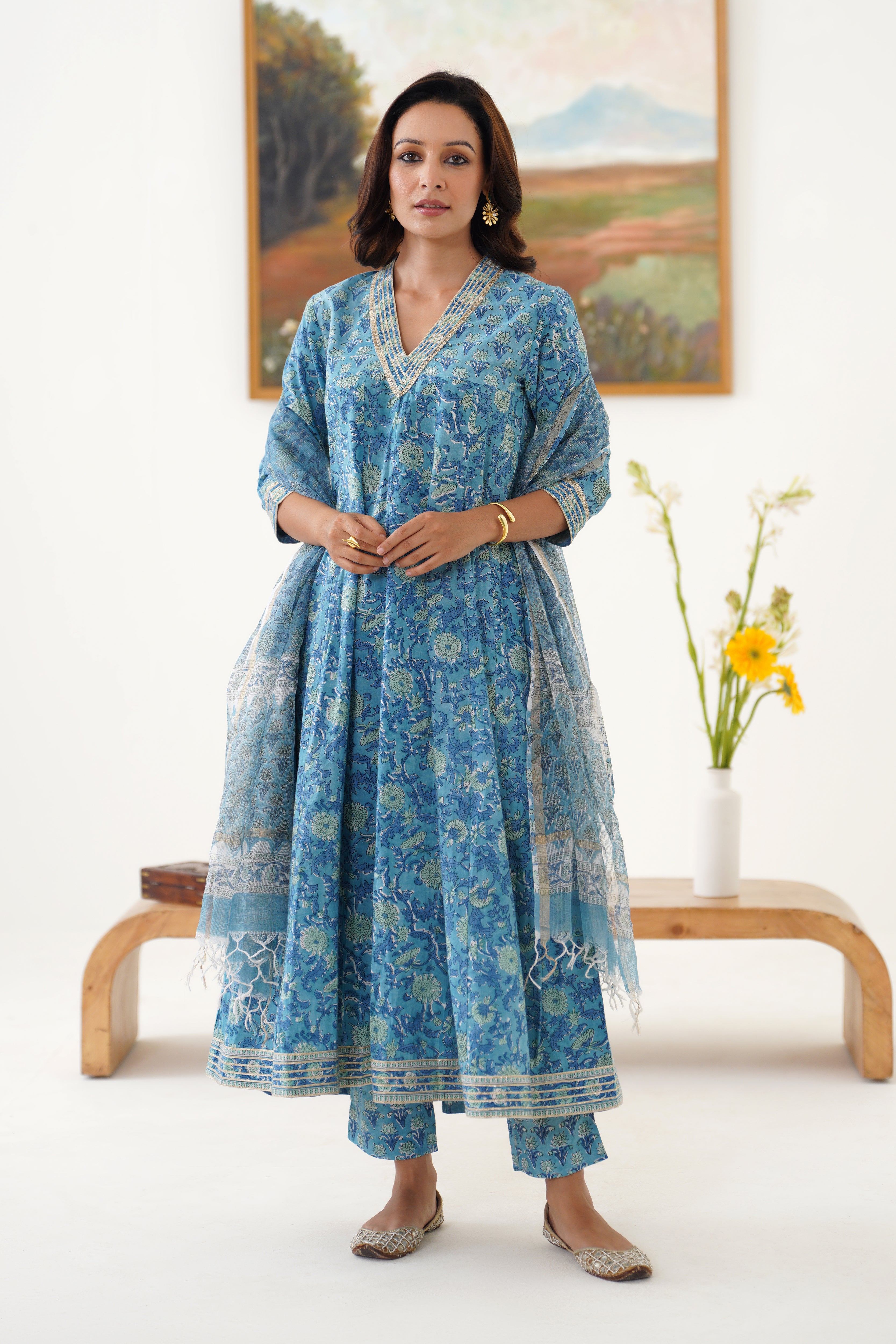 Blue Daphne Kalidaar Anarkali Set of 3