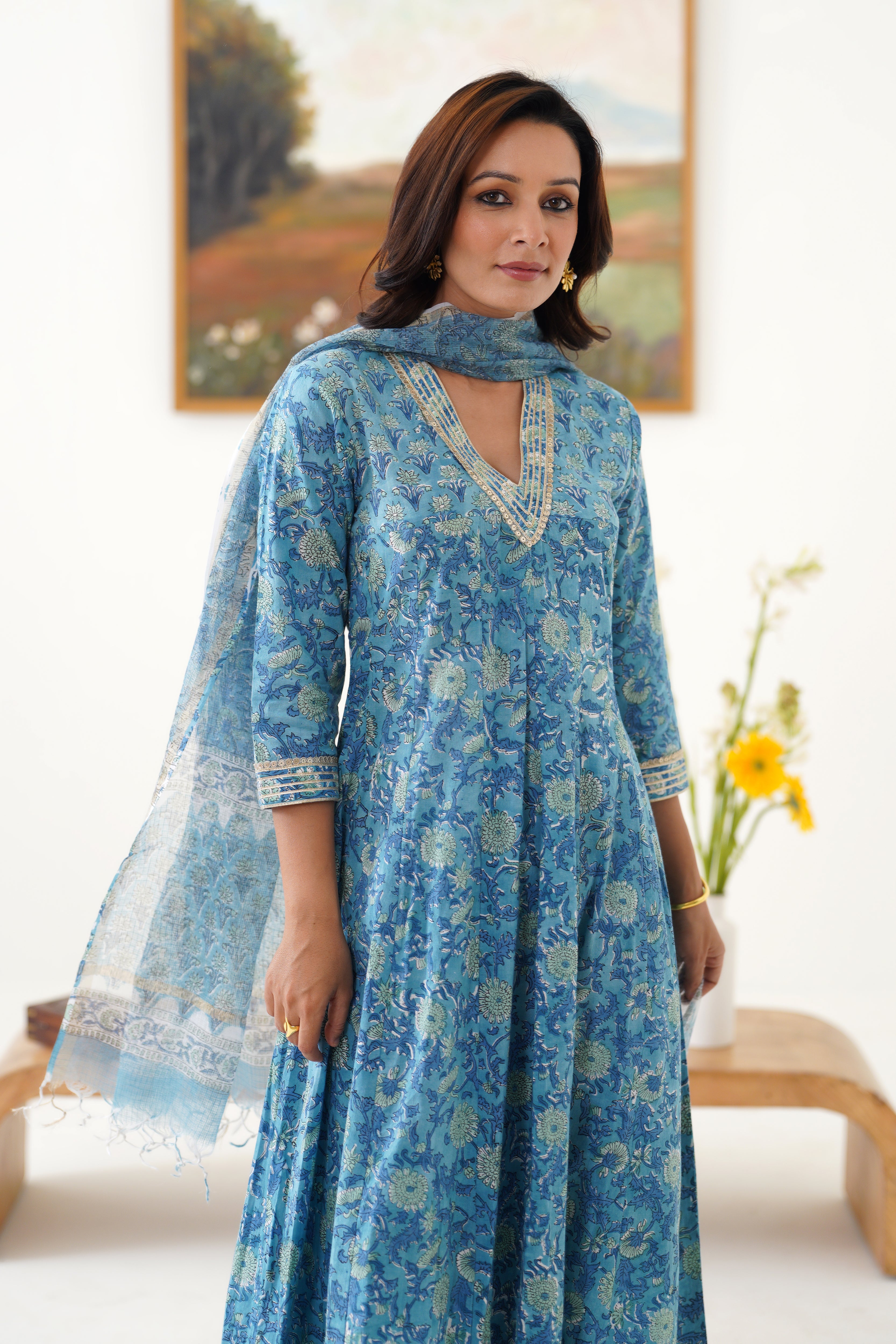 Blue Daphne Kalidaar Anarkali Set of 3