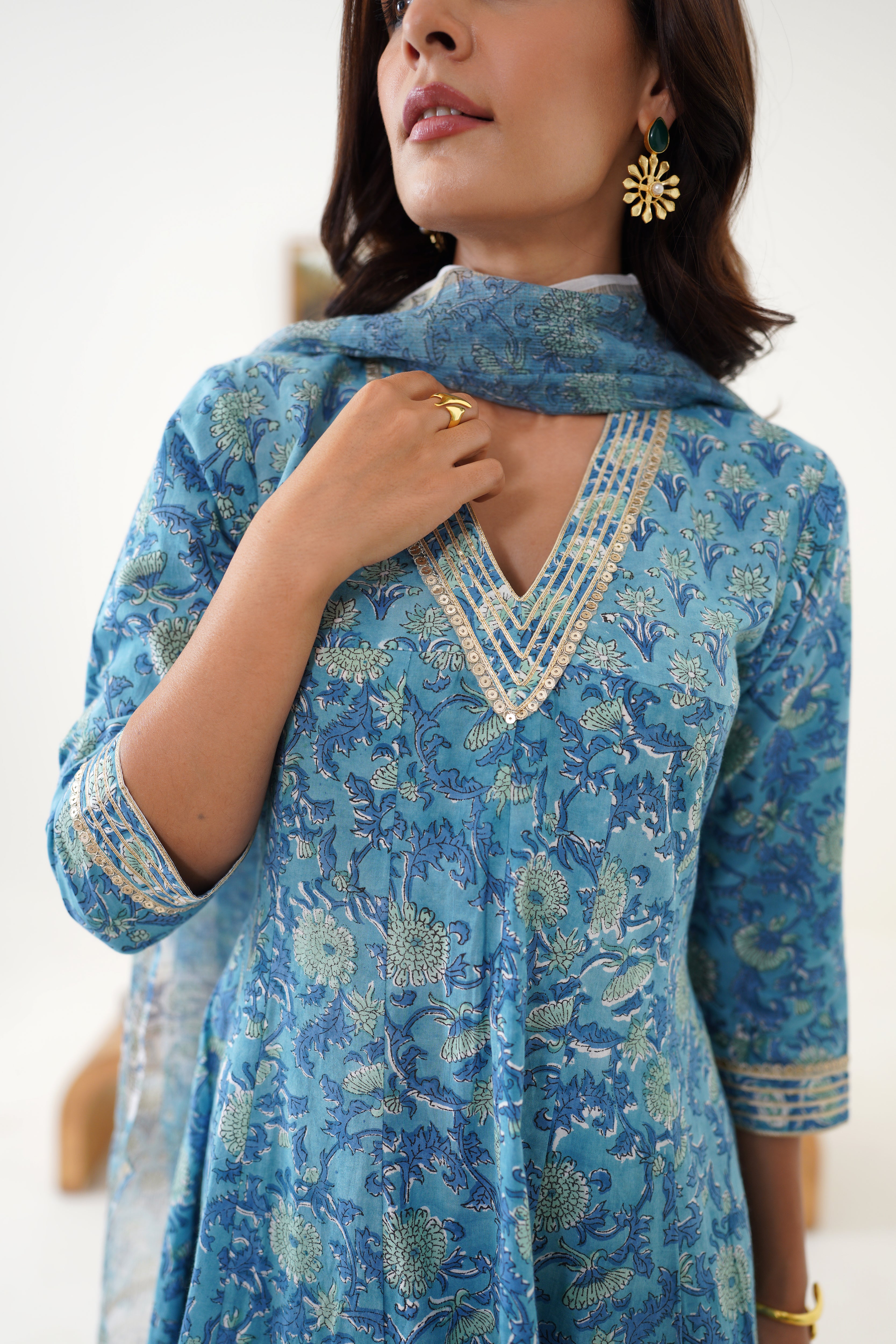 Blue Daphne Kalidaar Anarkali Set of 3
