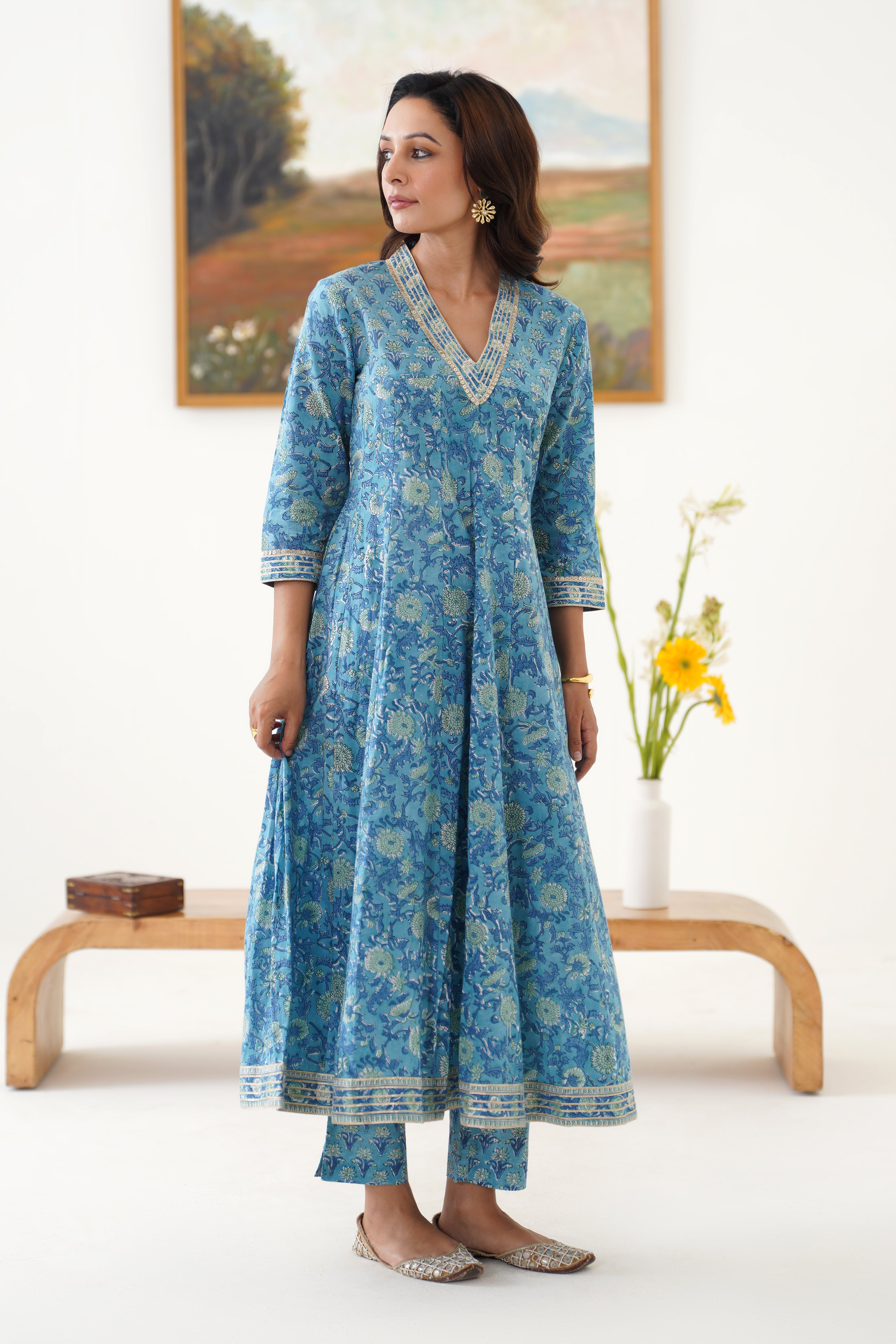 Blue Daphne Kalidaar Anarkali Set of 3