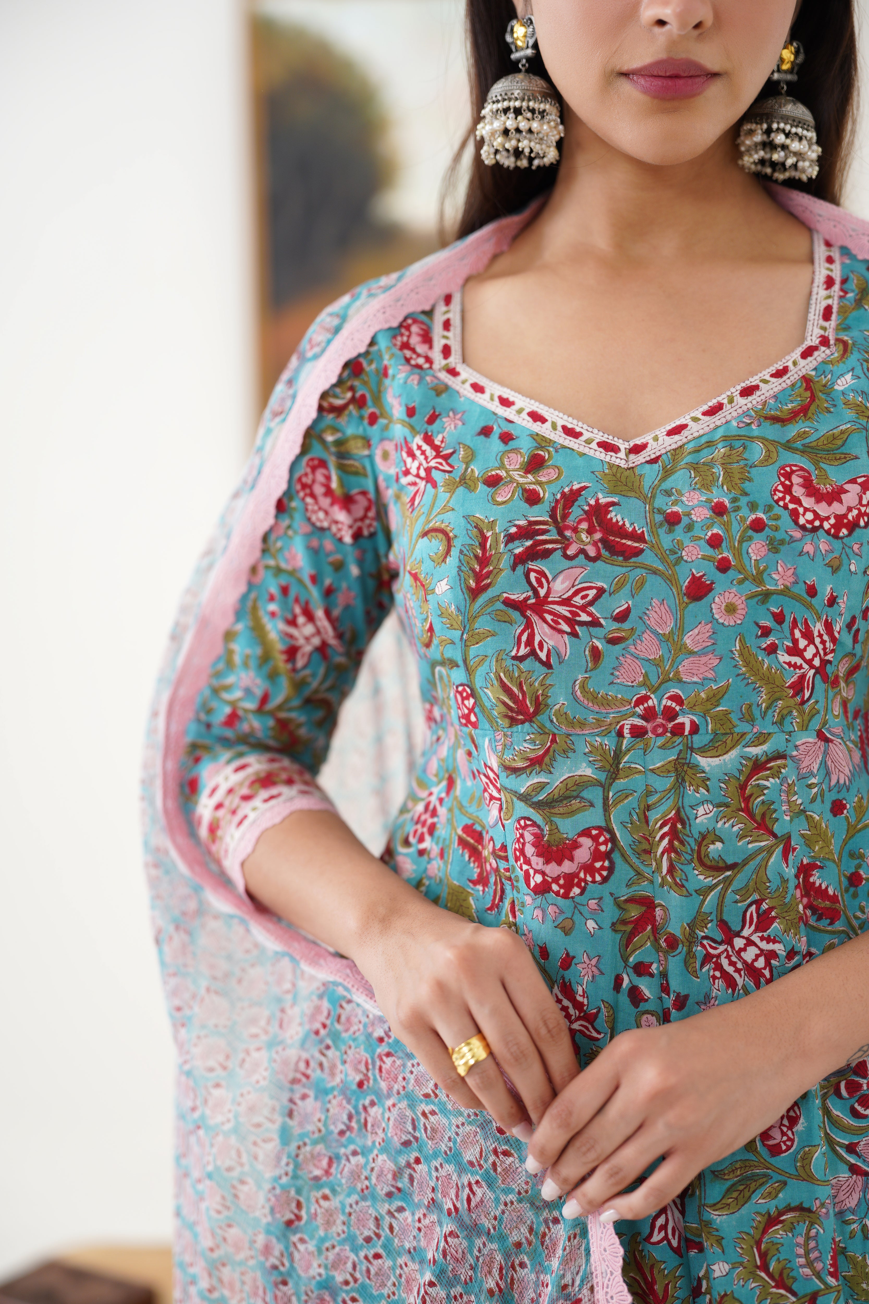 Blue Edith Anarkali Set of 3