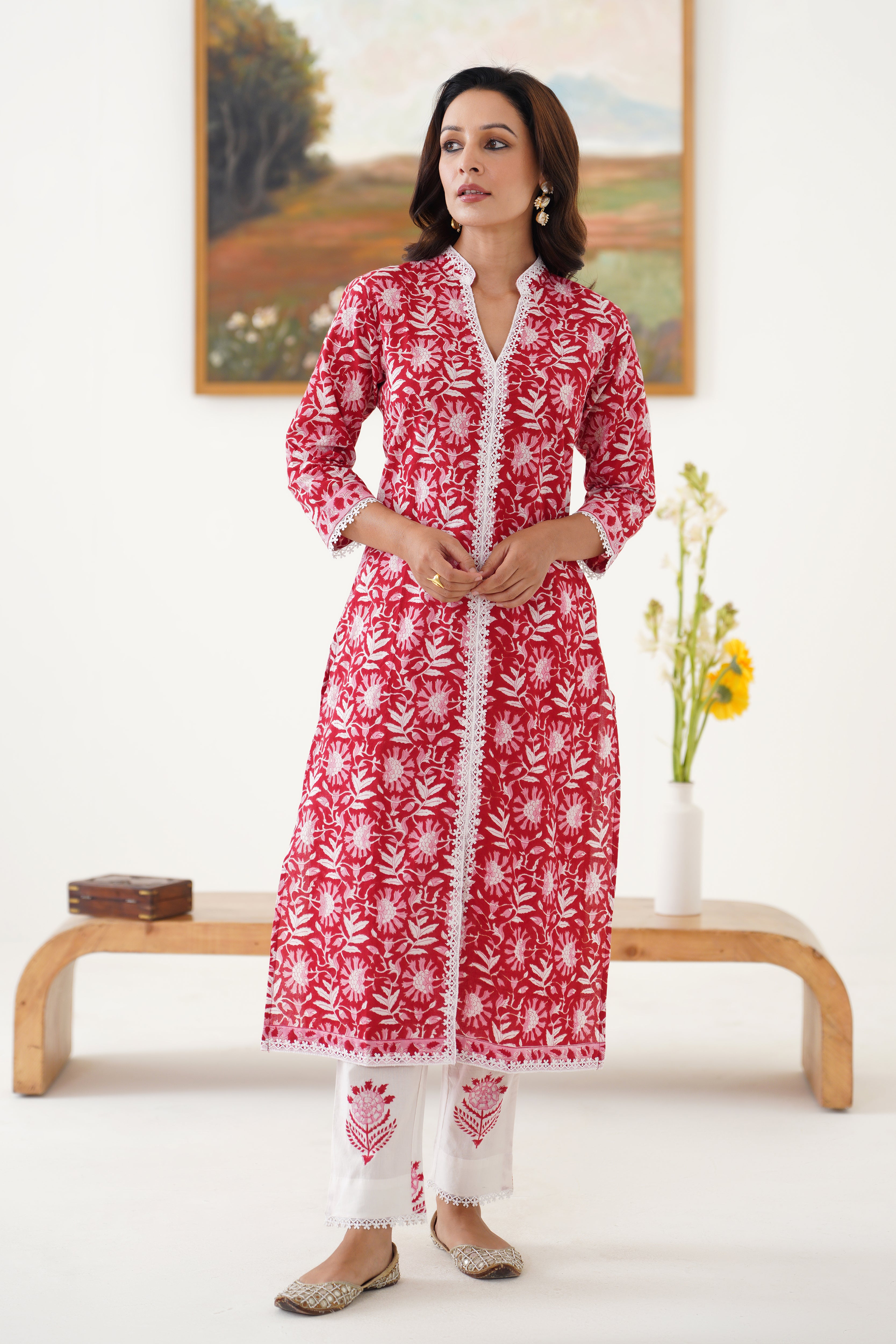 Red Rosemary Kurta Set of 3