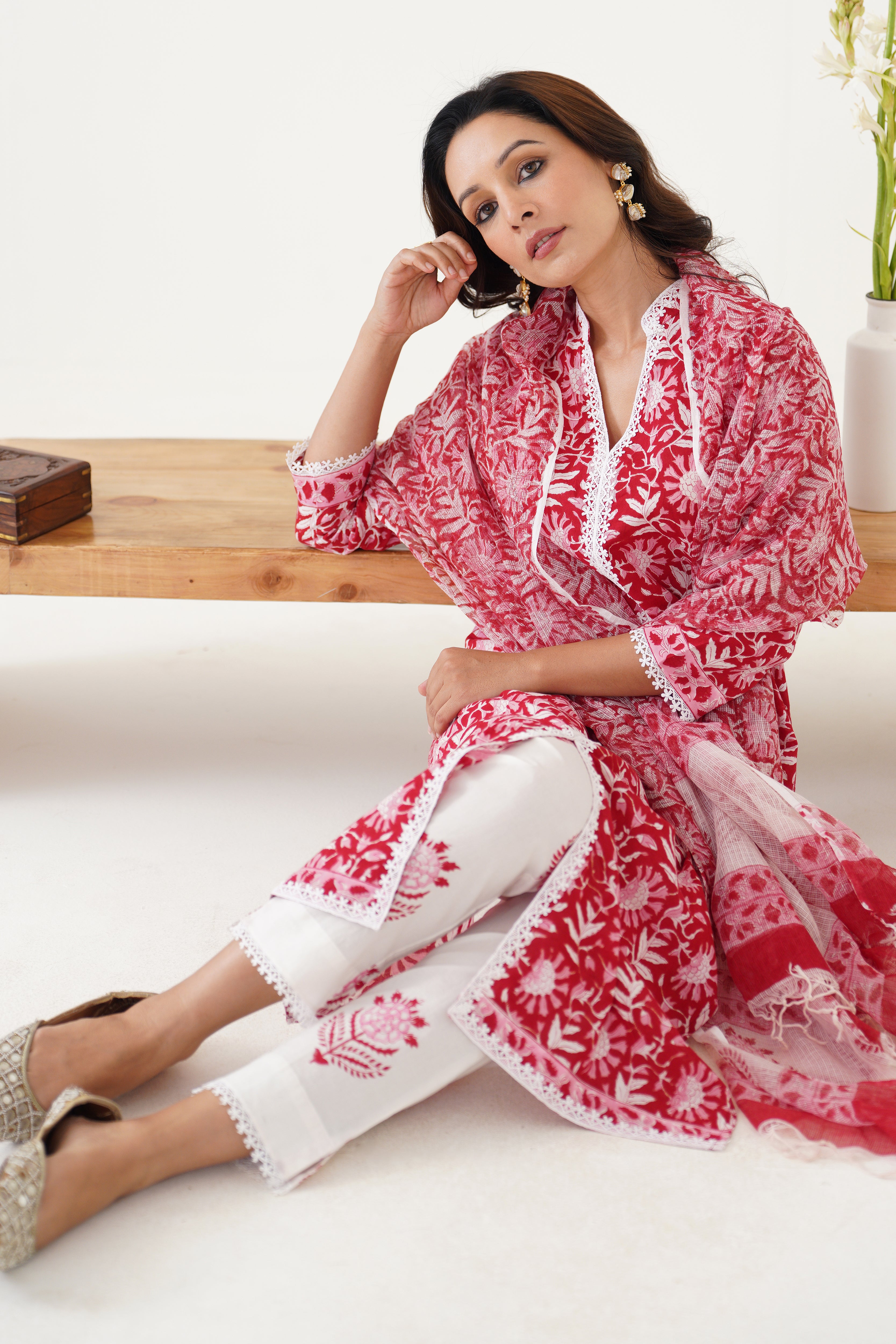 Red Rosemary Kurta Set of 3