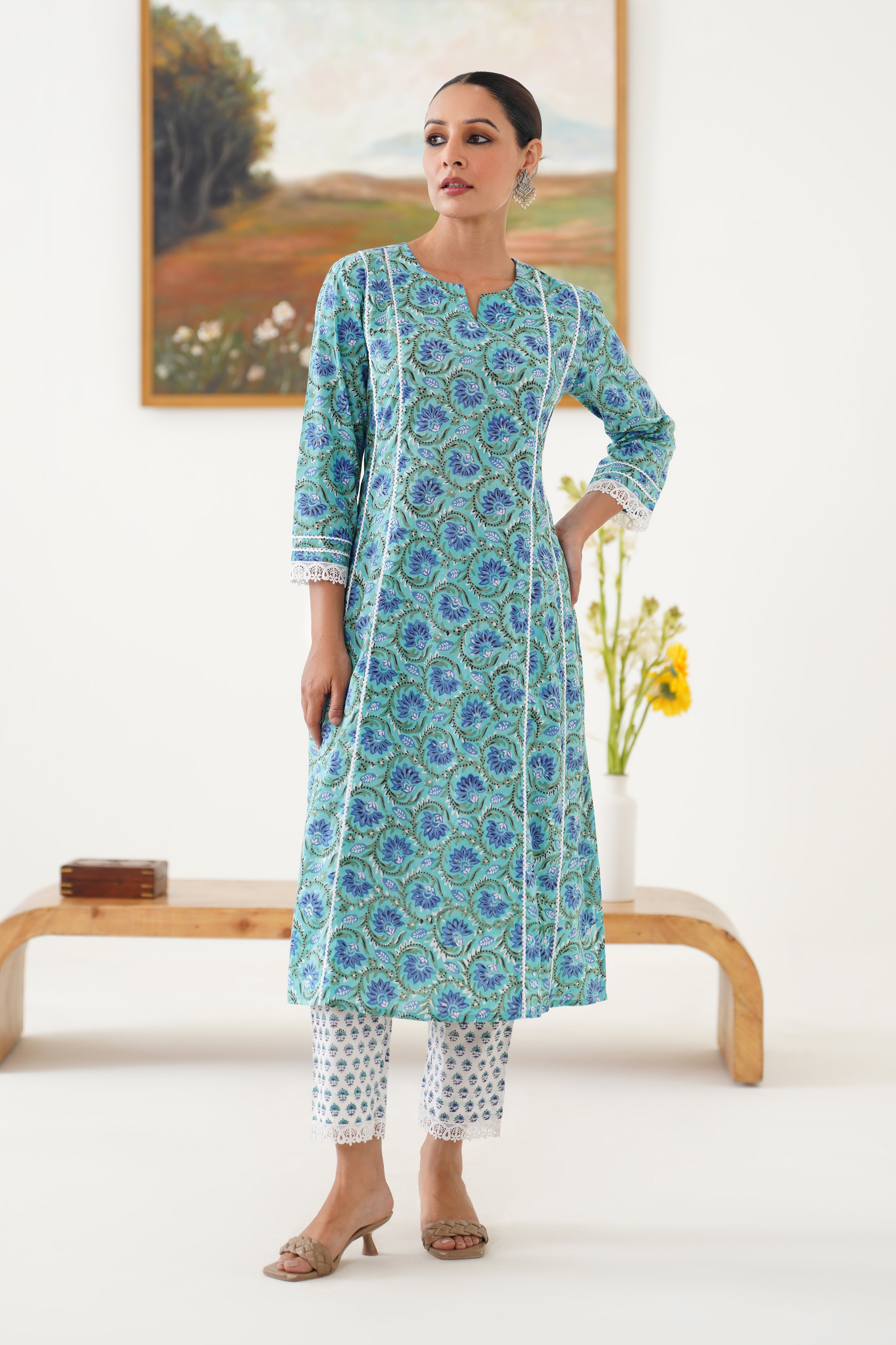 Blue Georgia Kurta Set of 3