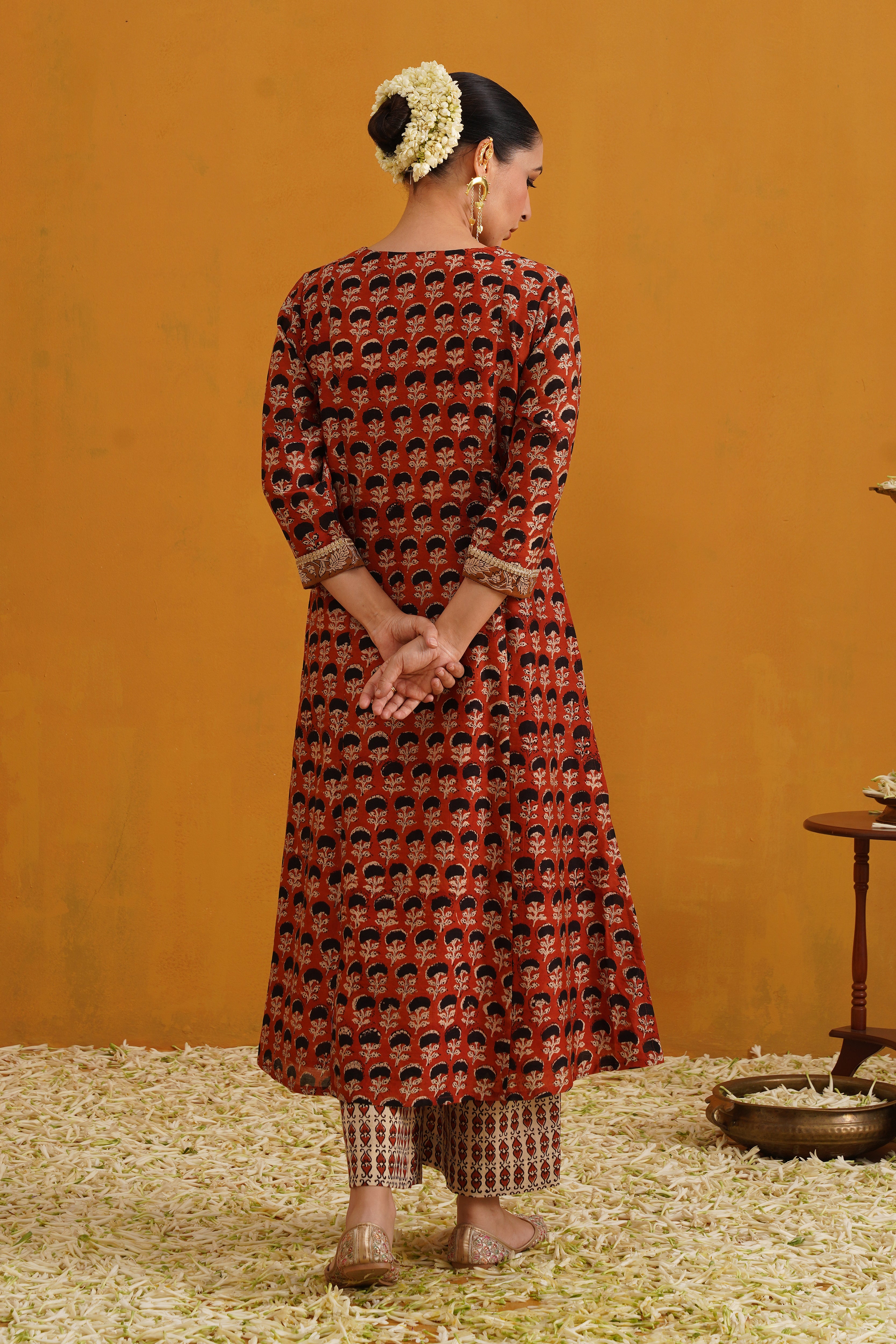 Brick Red Kalamkari Chanderi Kurta Set of 3