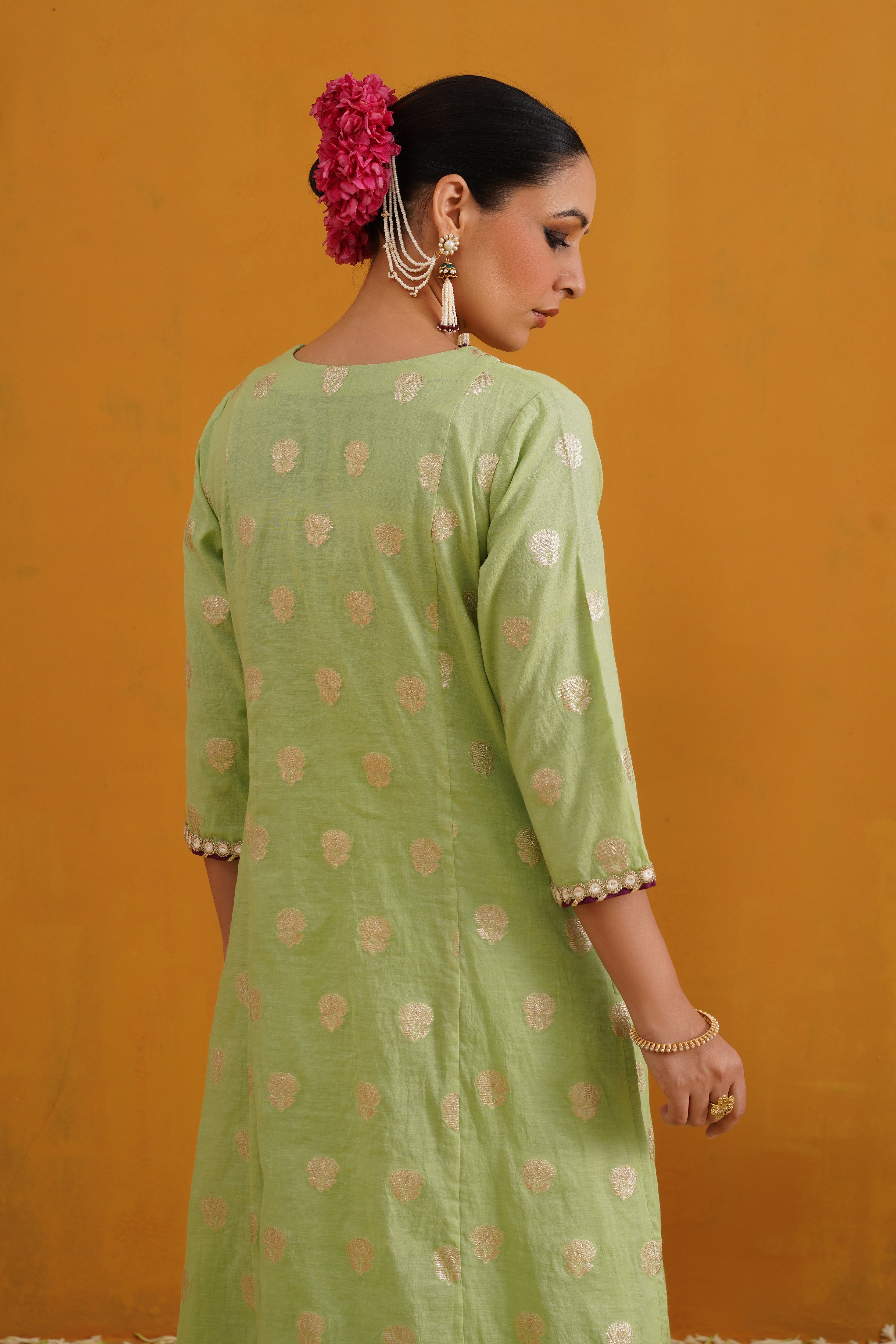 Green Cypress Banarasi Kurta Set of 3