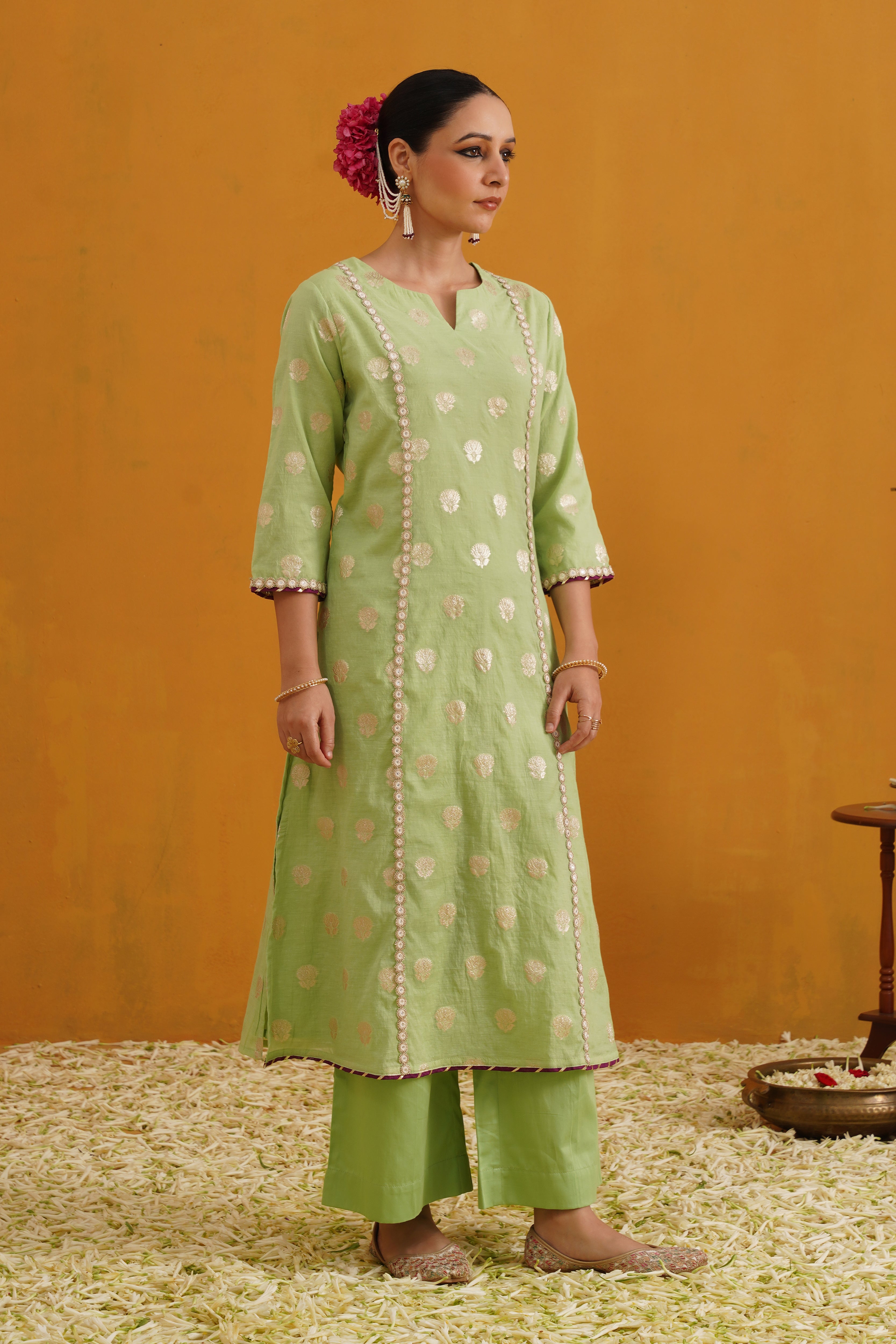 Green Cypress Banarasi Kurta Set of 3