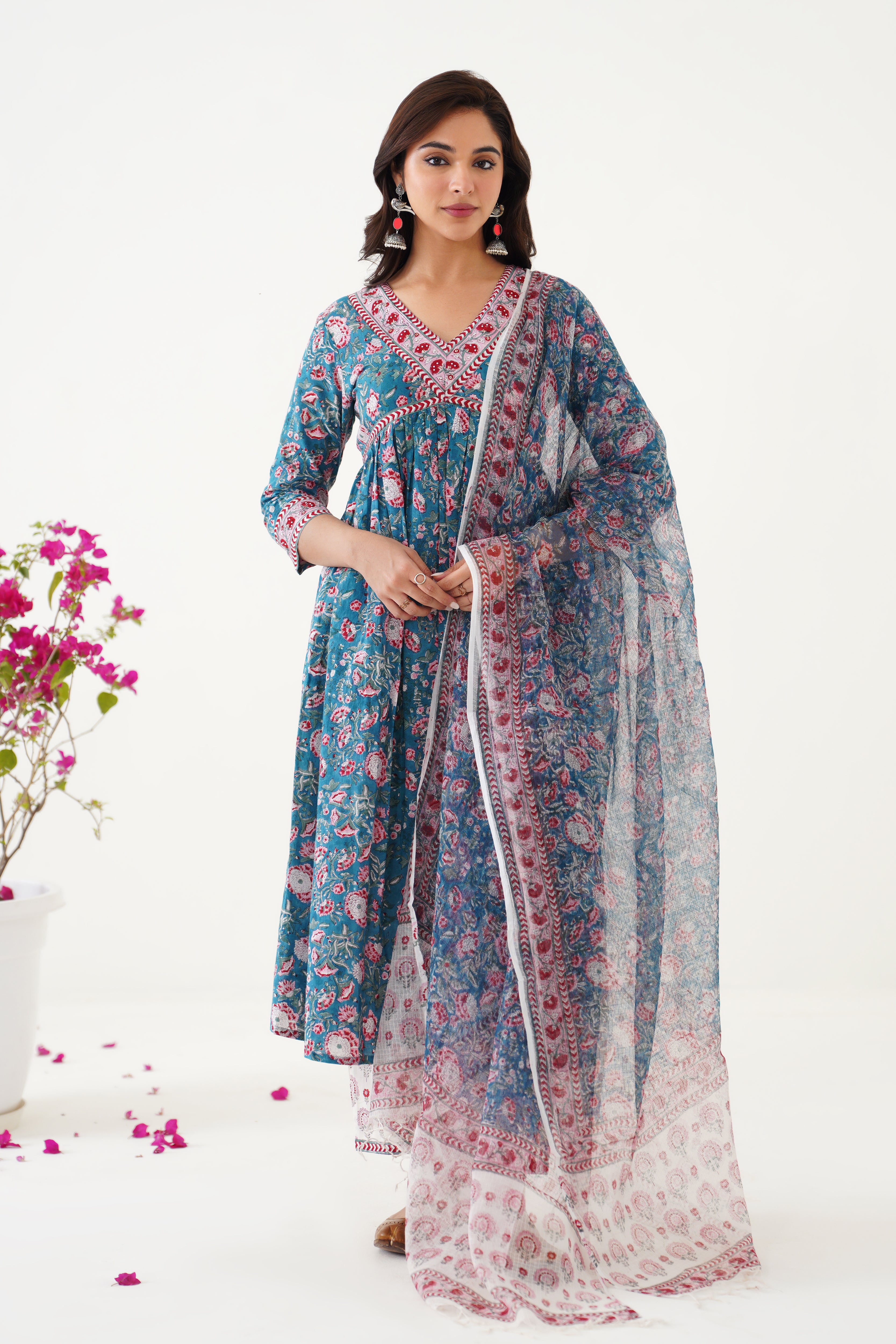Blue Bianca Embroidered Kurta Set of 3