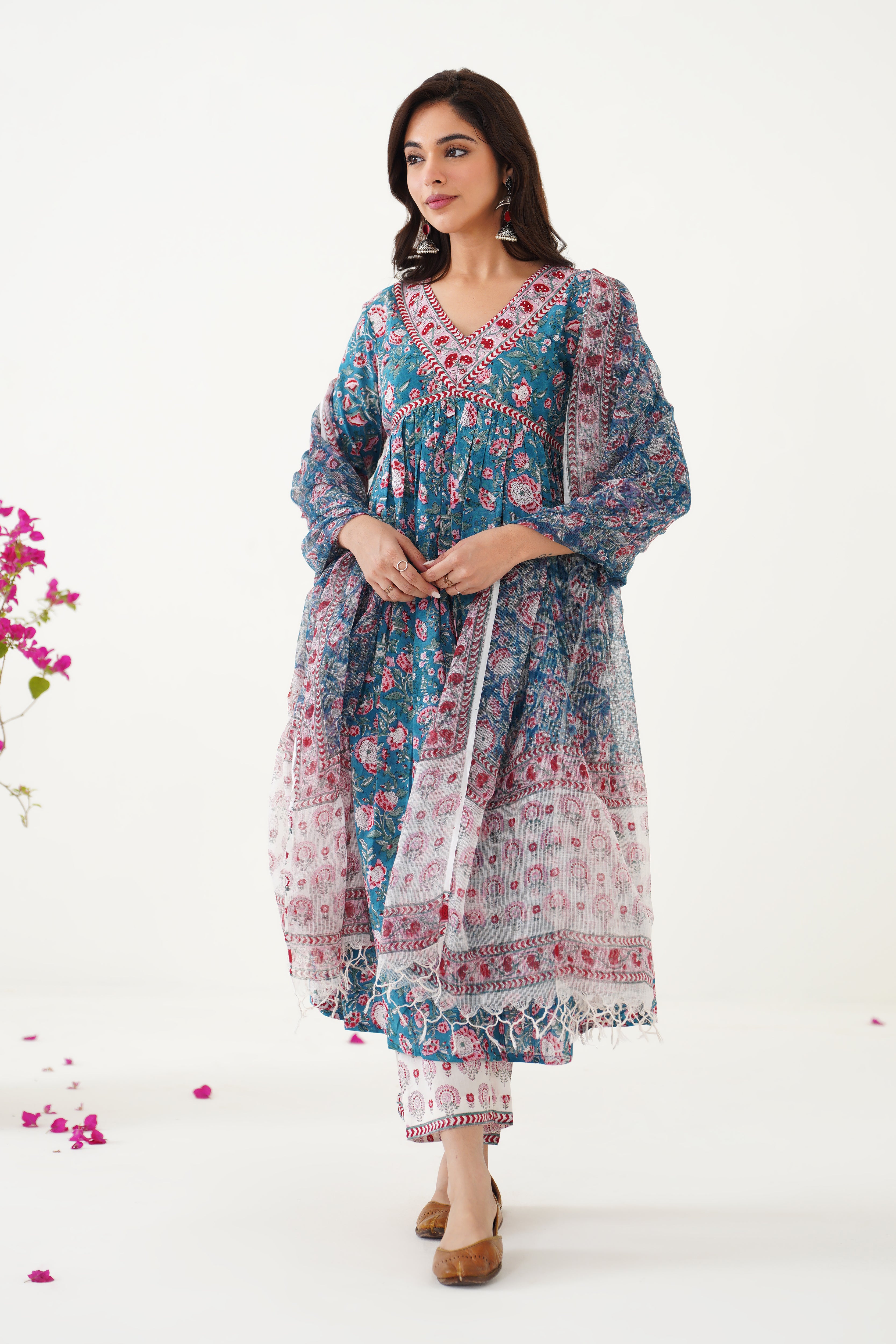 Blue Bianca Embroidered Kurta Set of 3