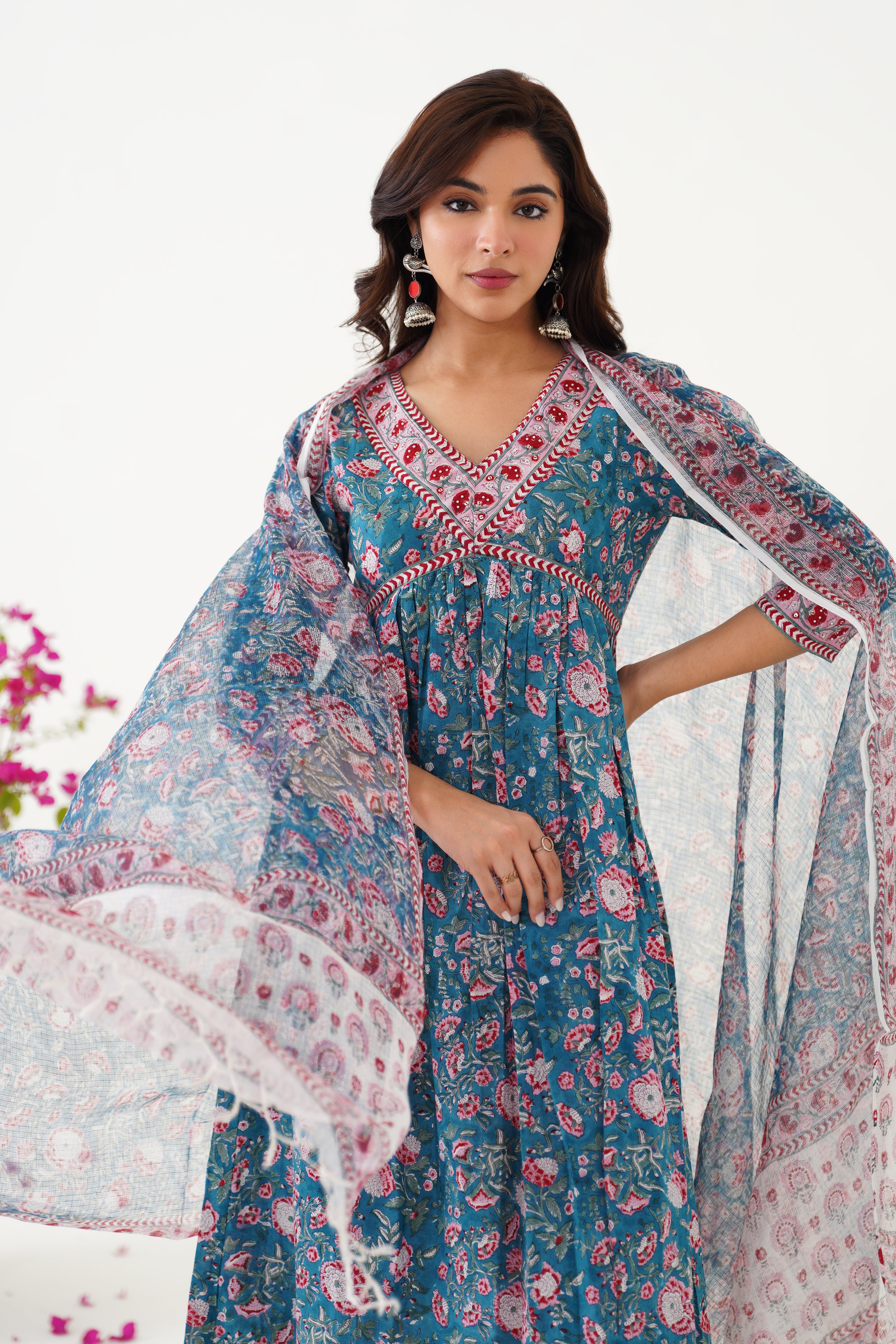 Blue Bianca Embroidered Kurta Set of 3