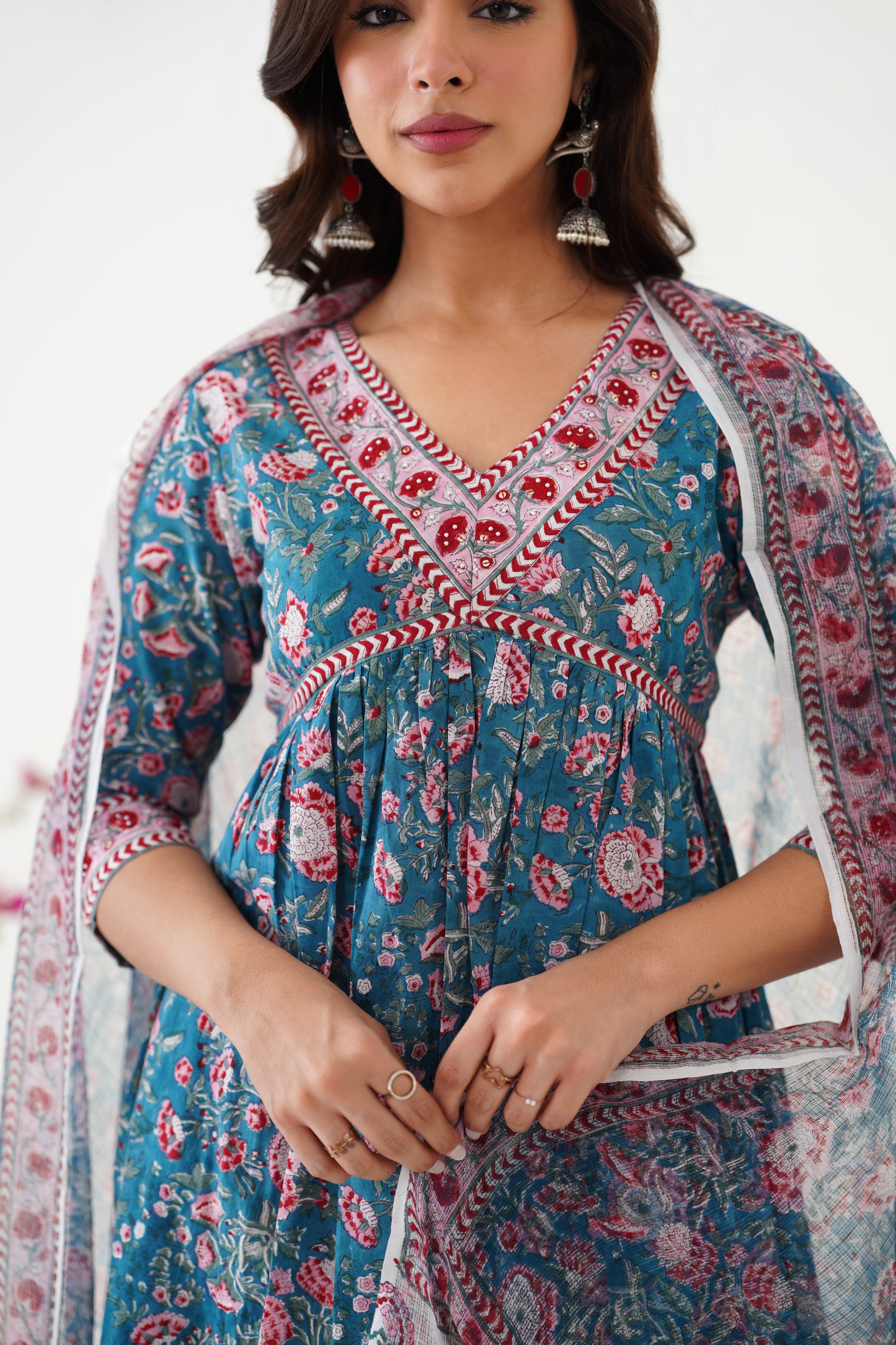 Blue Bianca Embroidered Kurta Set of 3