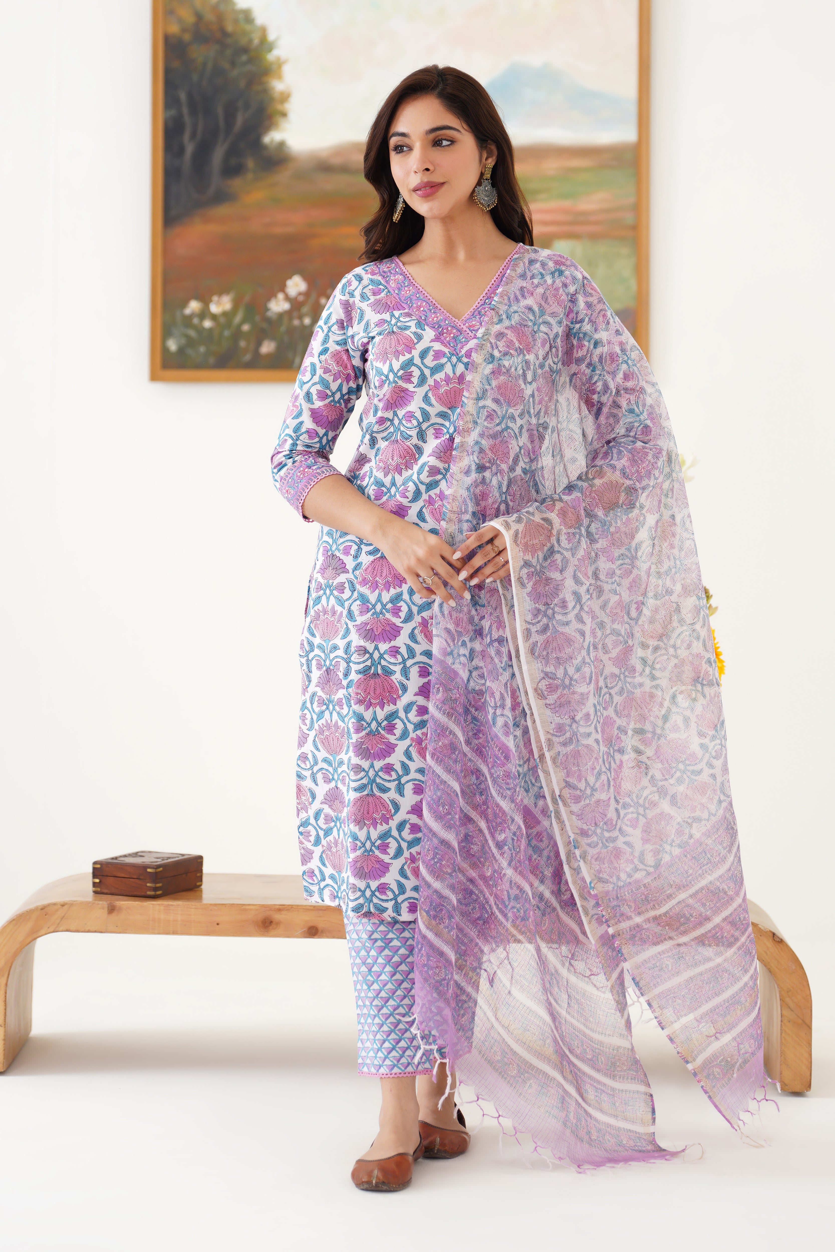 Purple Aurelia Embroidered Kurta Set of 3