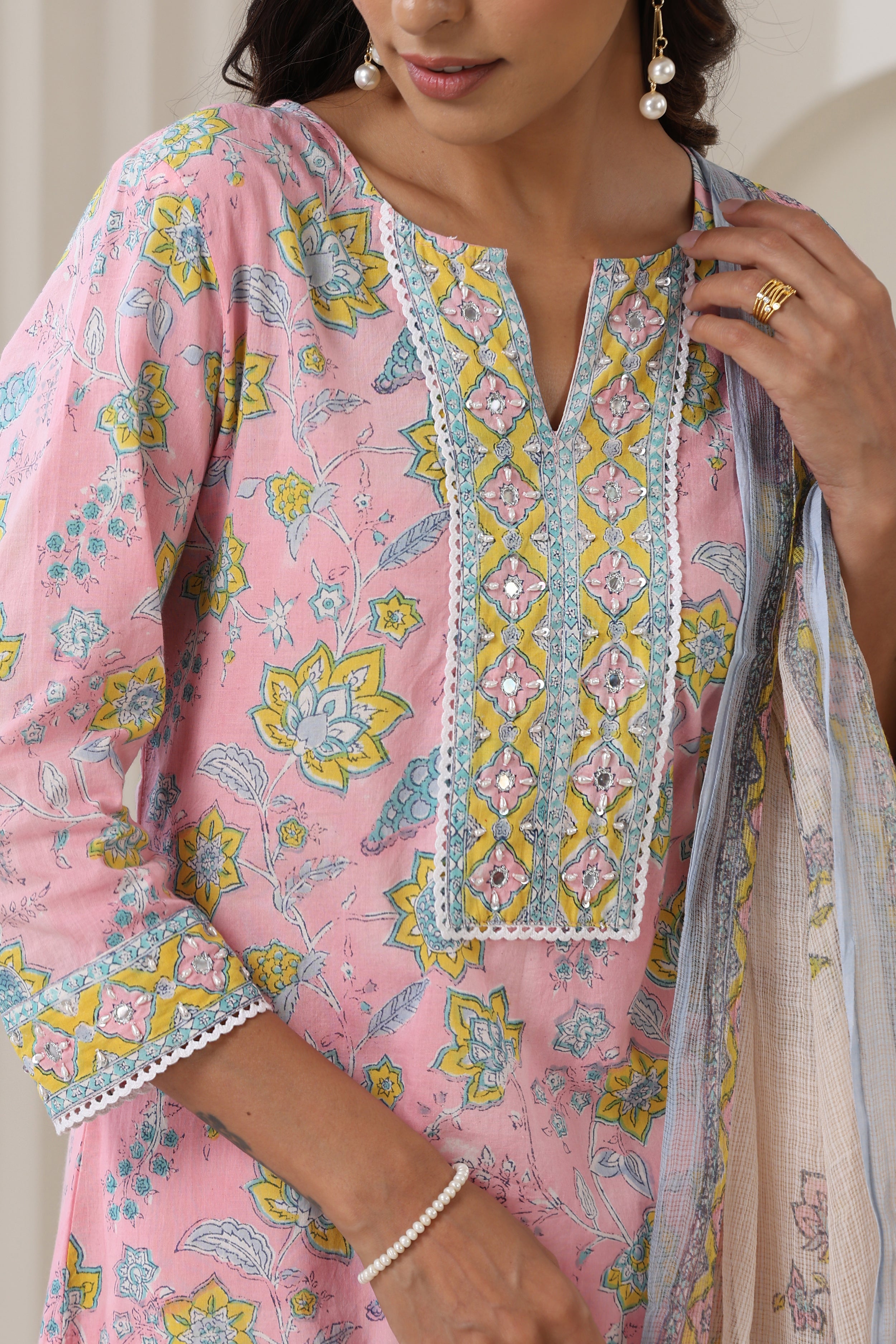Pink Orchid Embroidered Kurta Set of 3