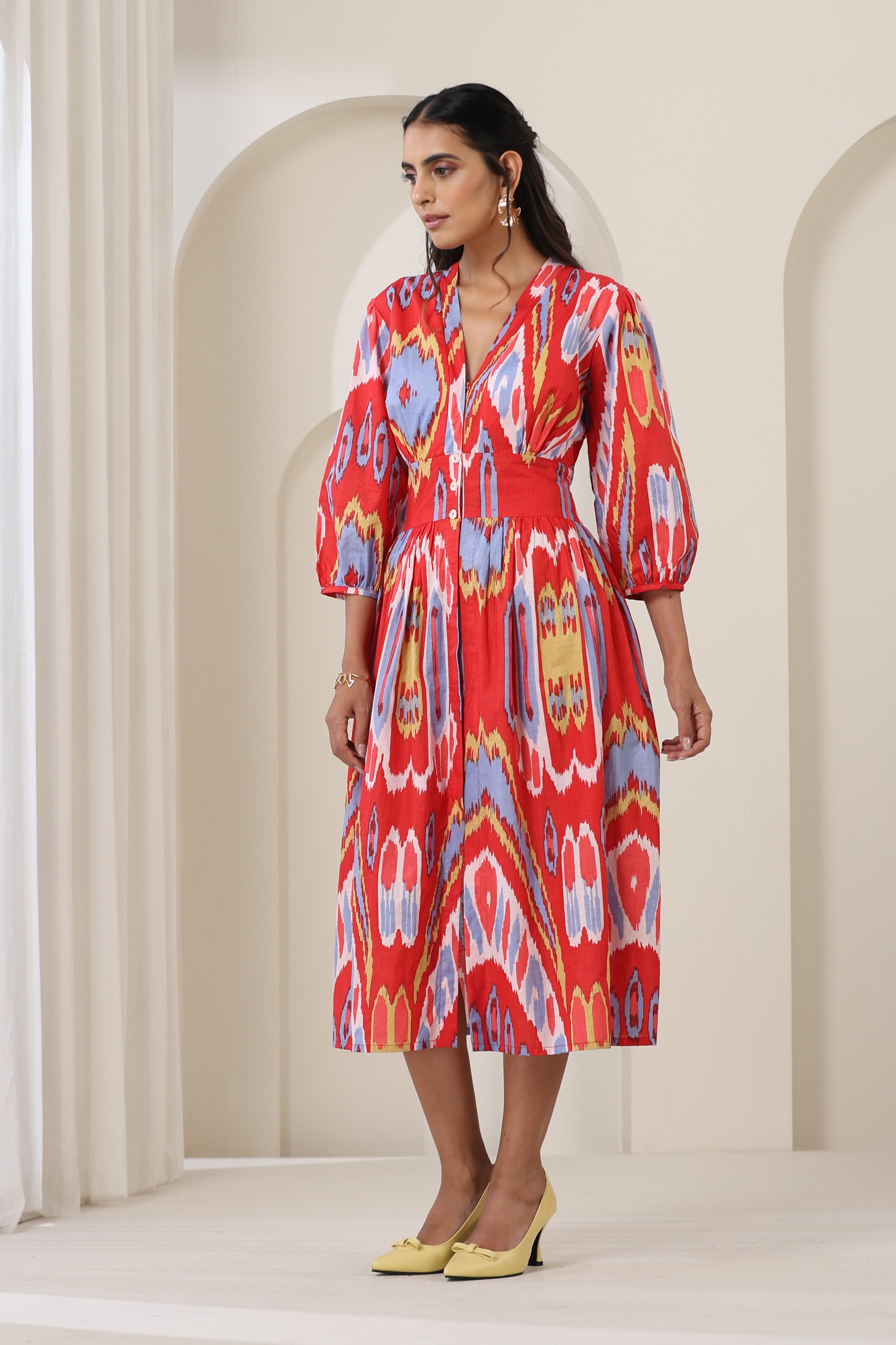Ella Red Midi Dress