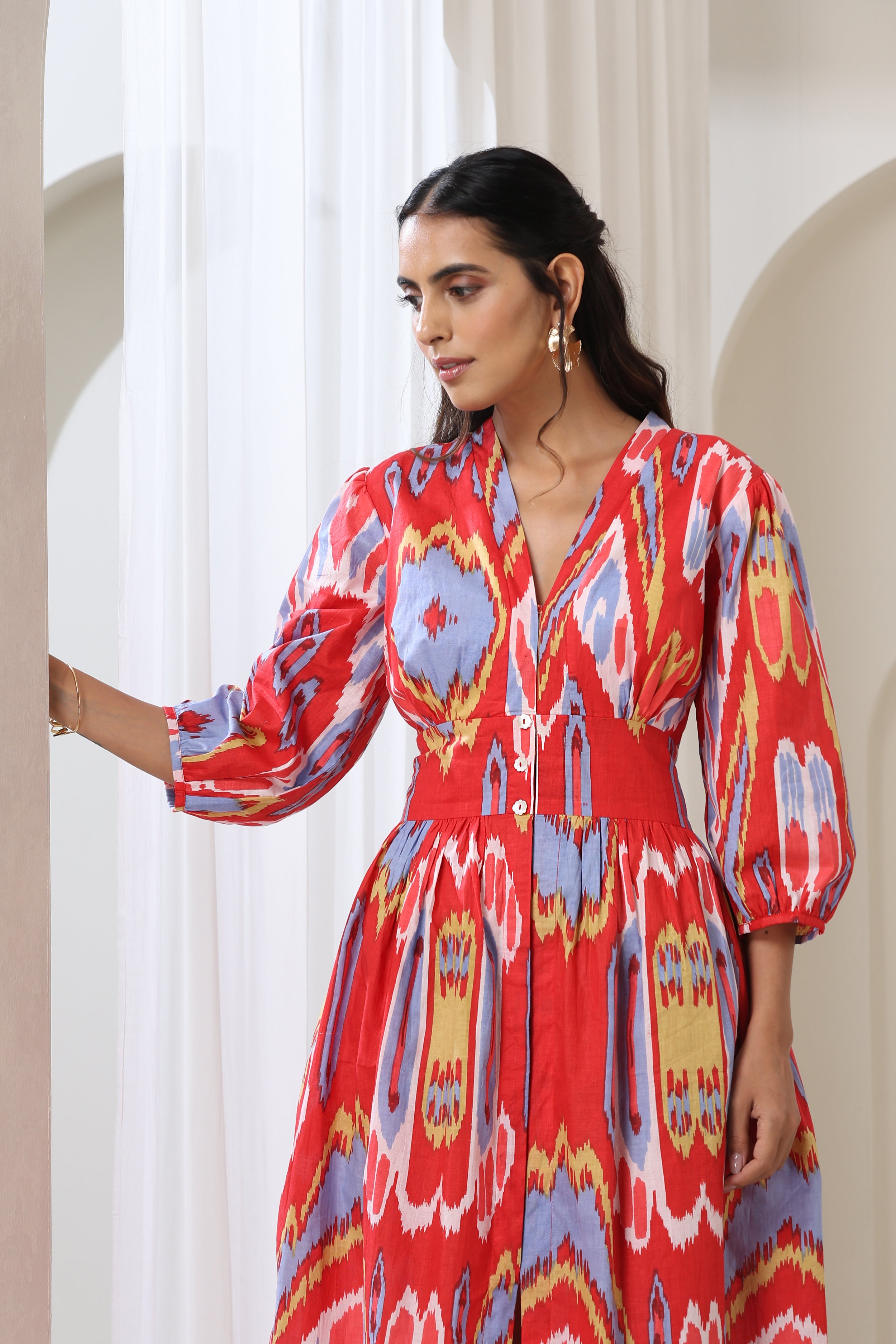 Ella Red Midi Dress