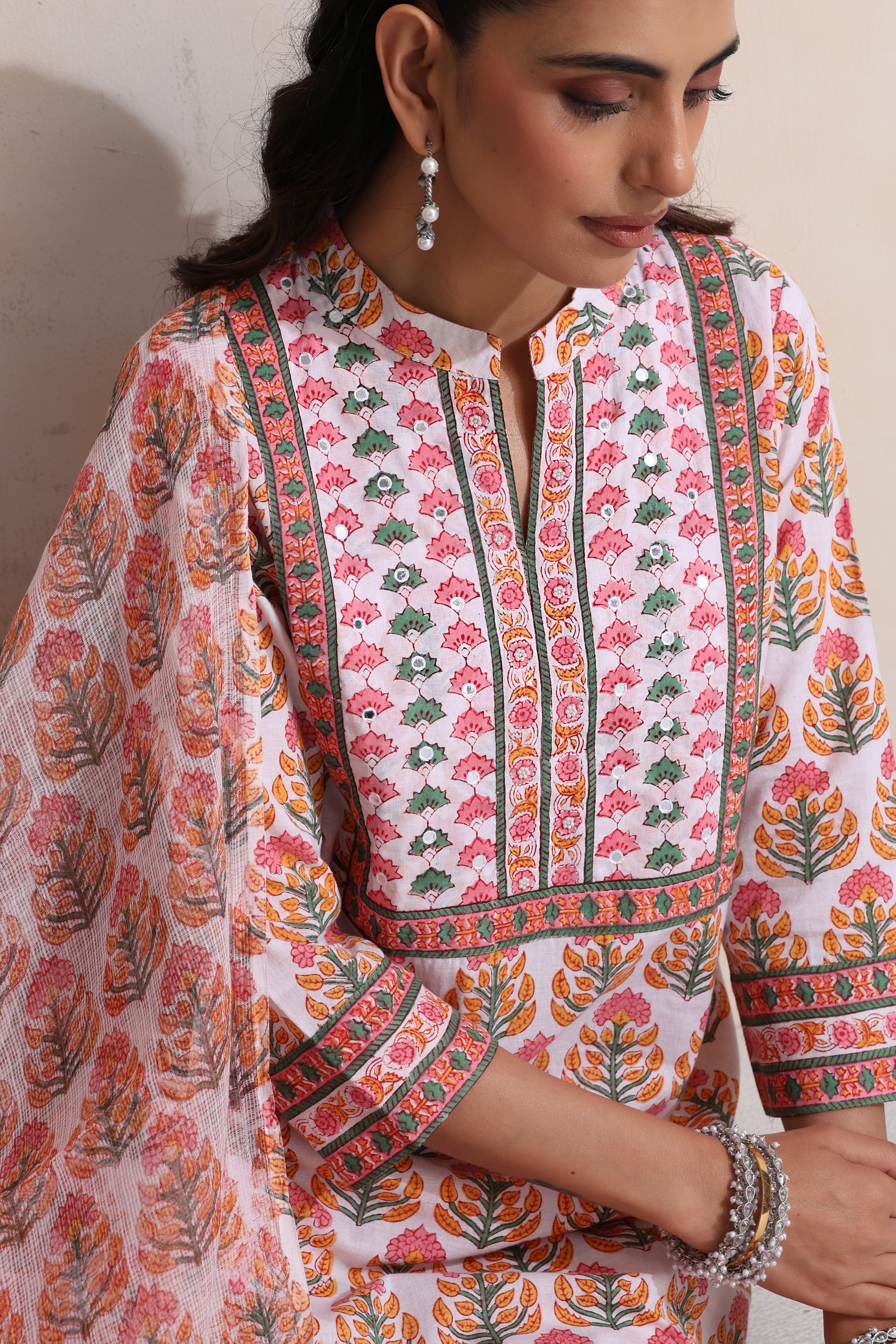 White Willow Embroidered Kurta Set of 3