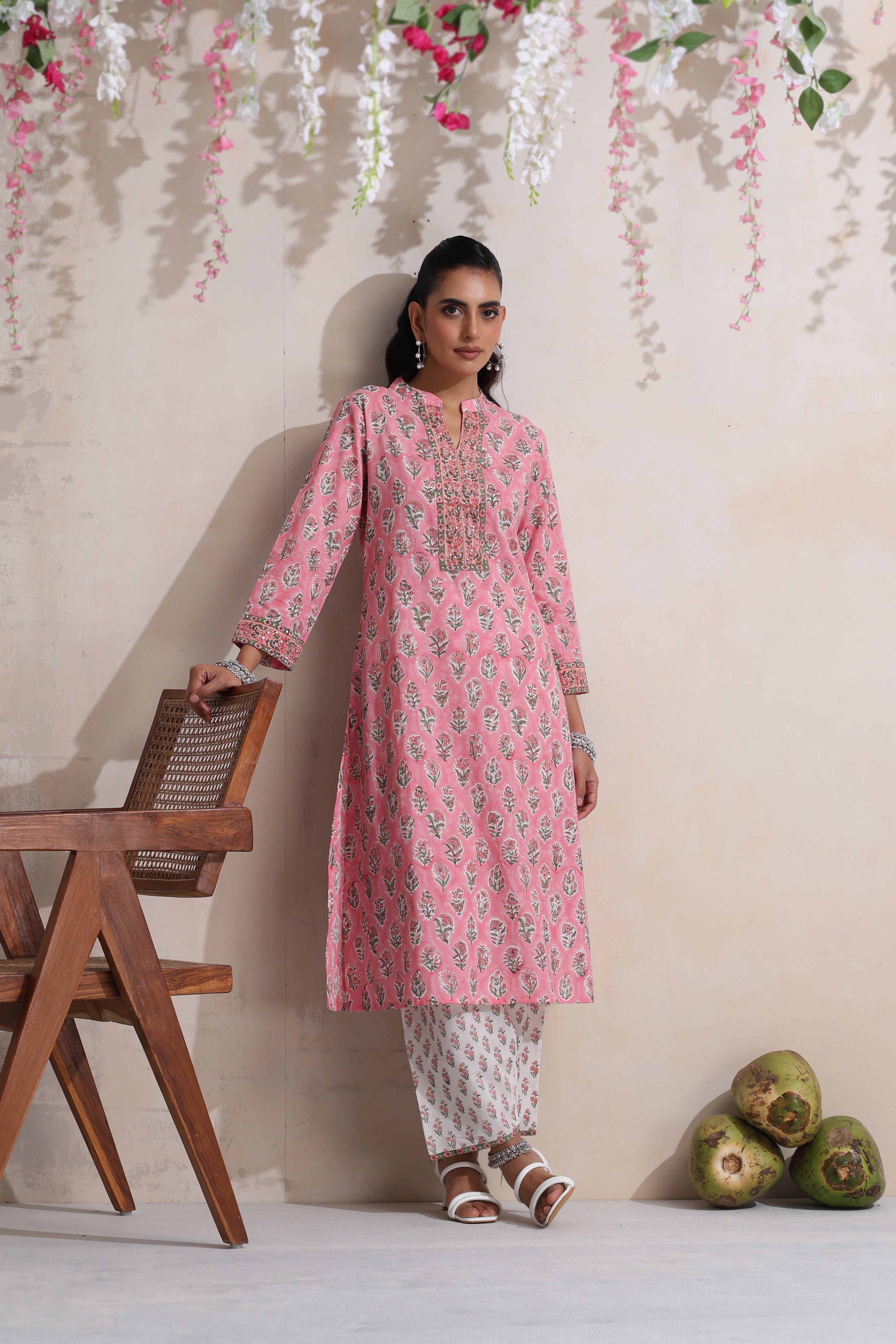 Pink Magnolia Embroidered Kurta Set of 3