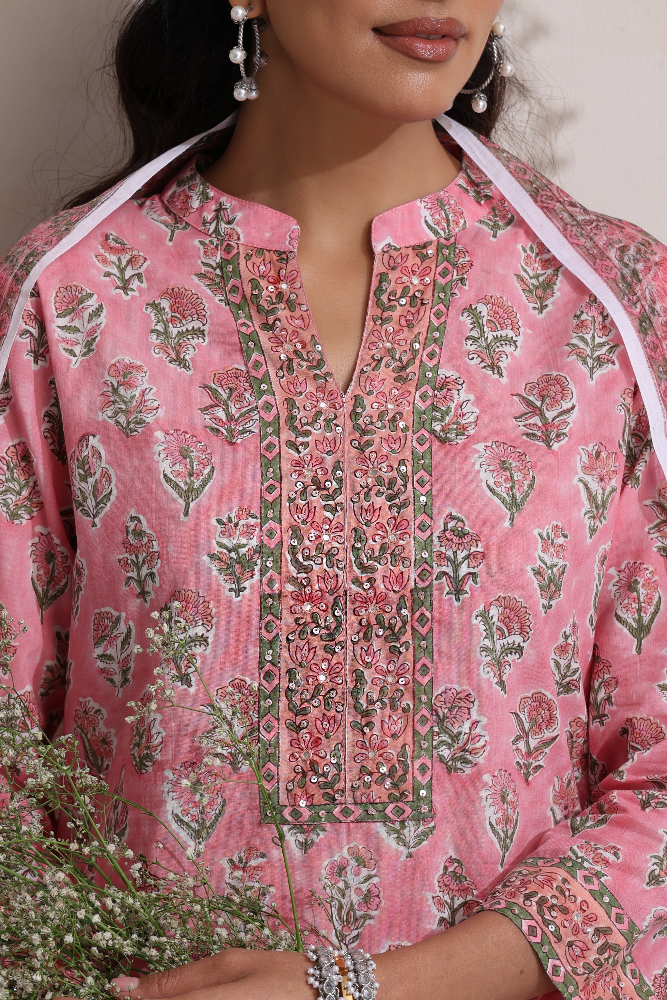 Pink Magnolia Embroidered Kurta Set of 3