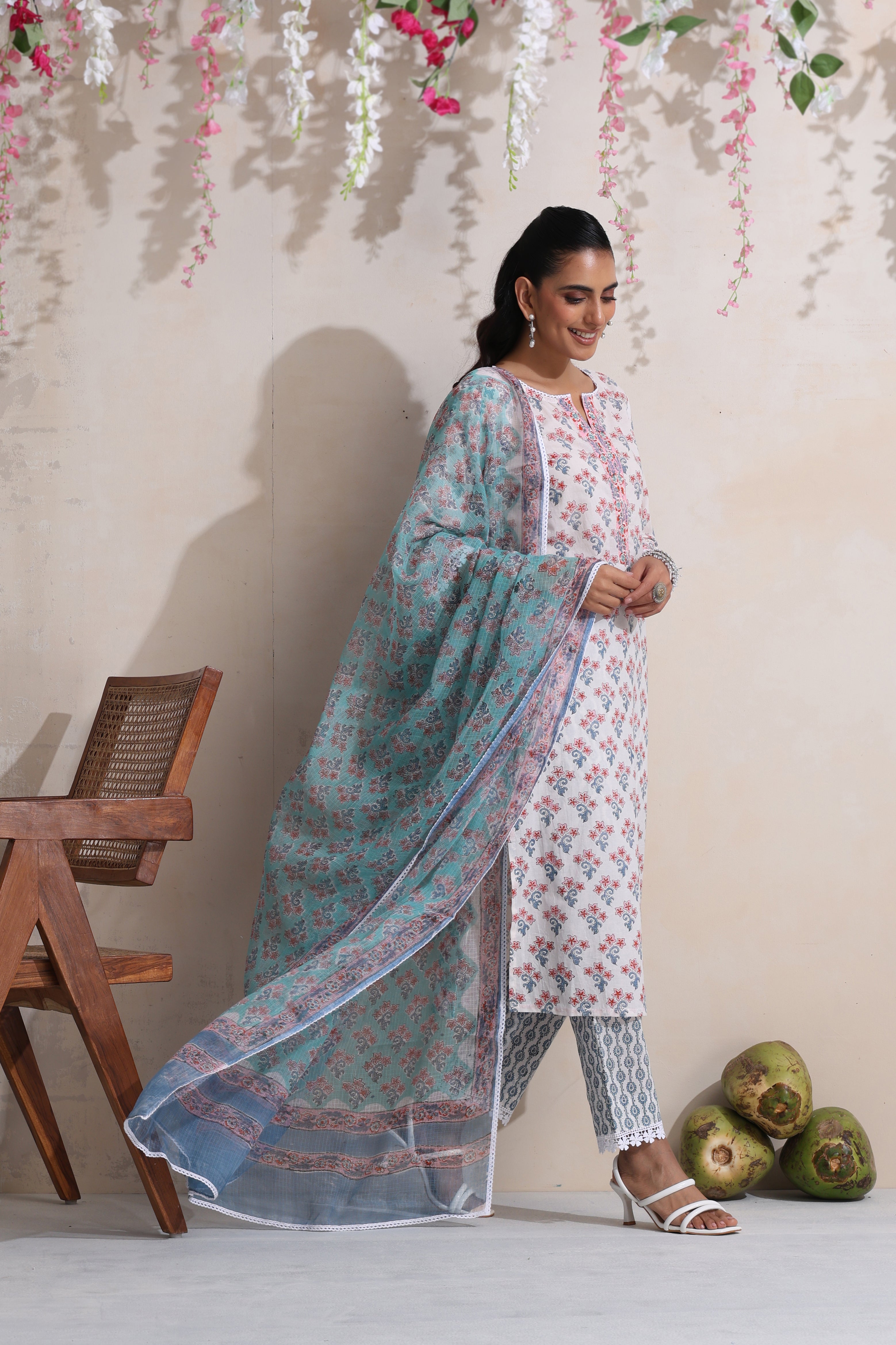 White Amelia Embroidered Kurta Set of 3