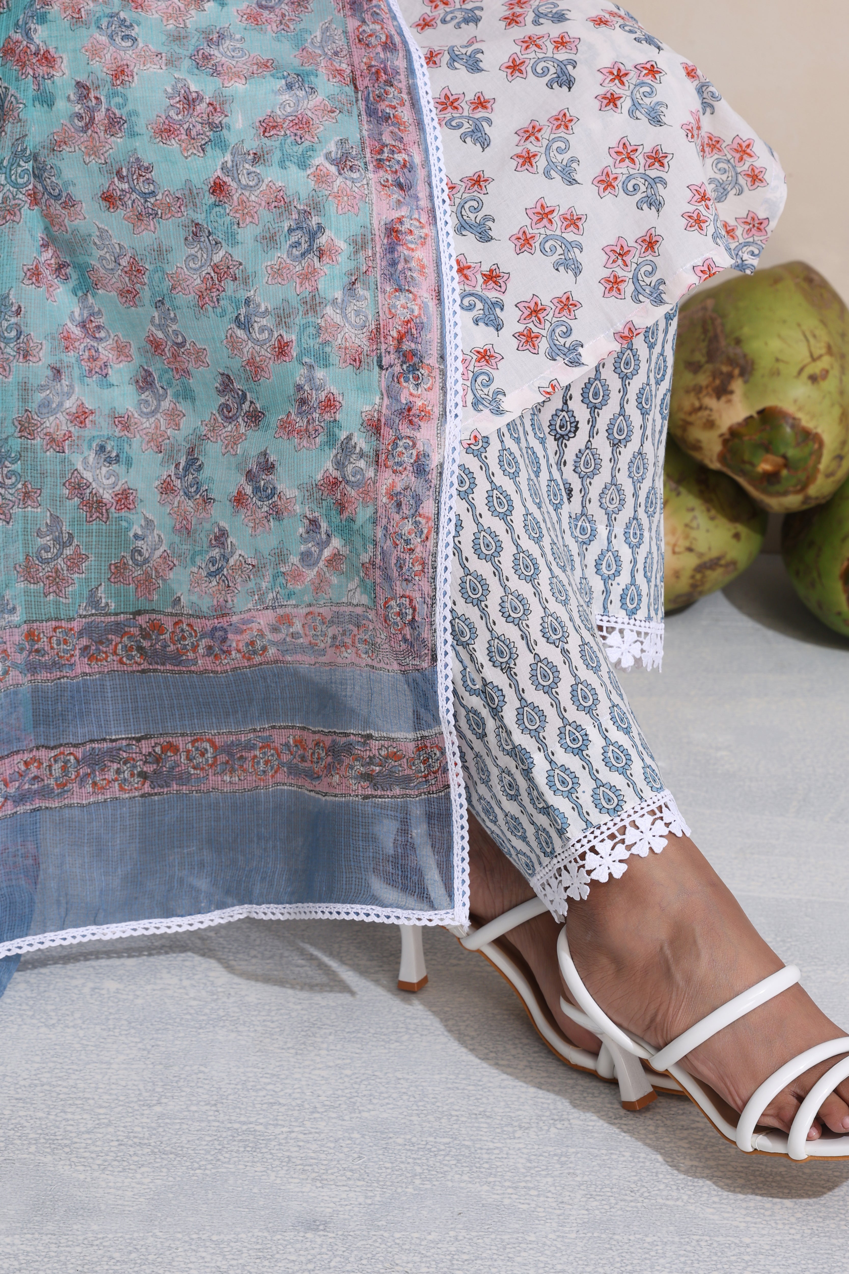 White Amelia Embroidered Kurta Set of 3