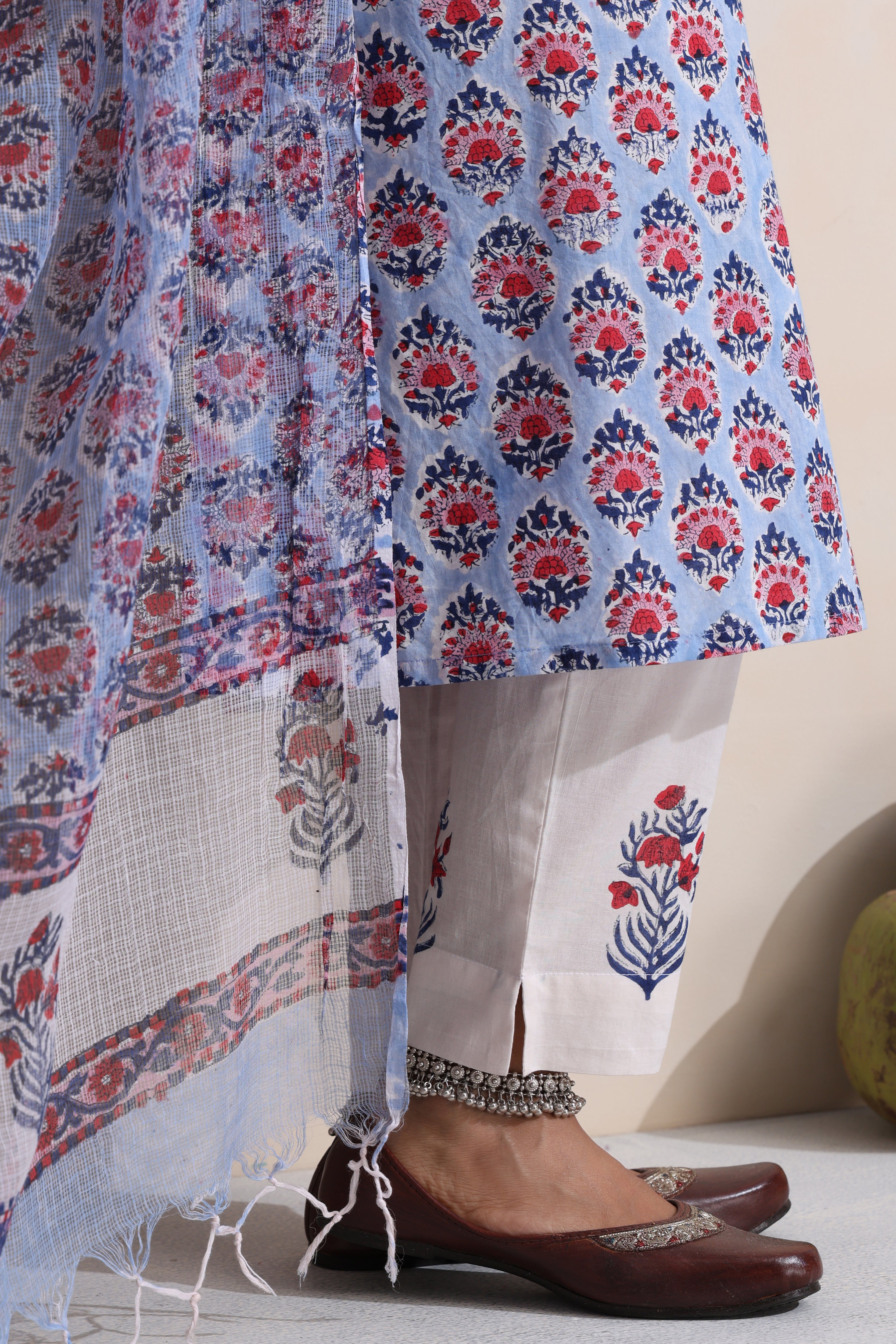Blue Larissa Embroidered Kurta Set of 3