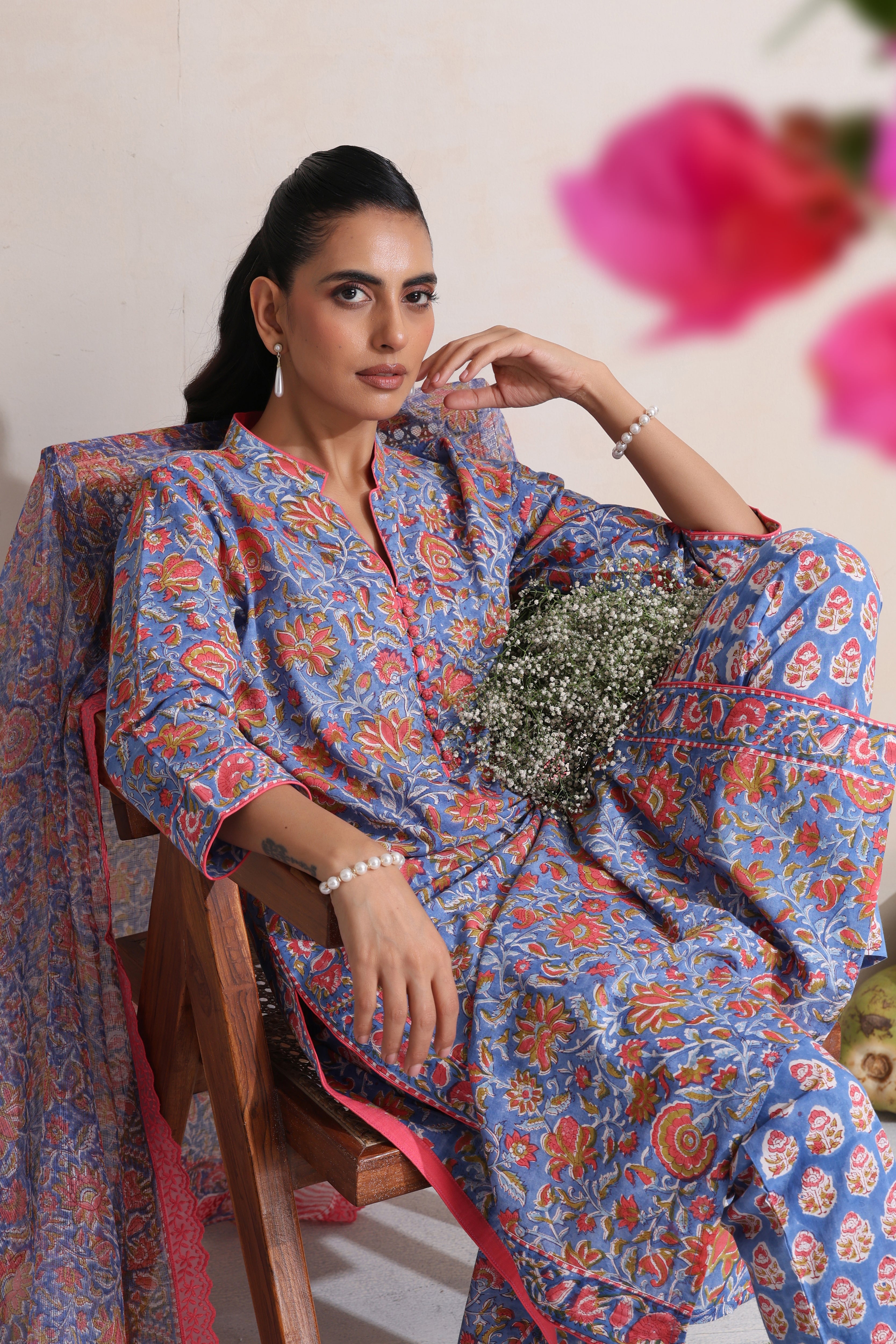 Blue Beverly Kurta Set of 3