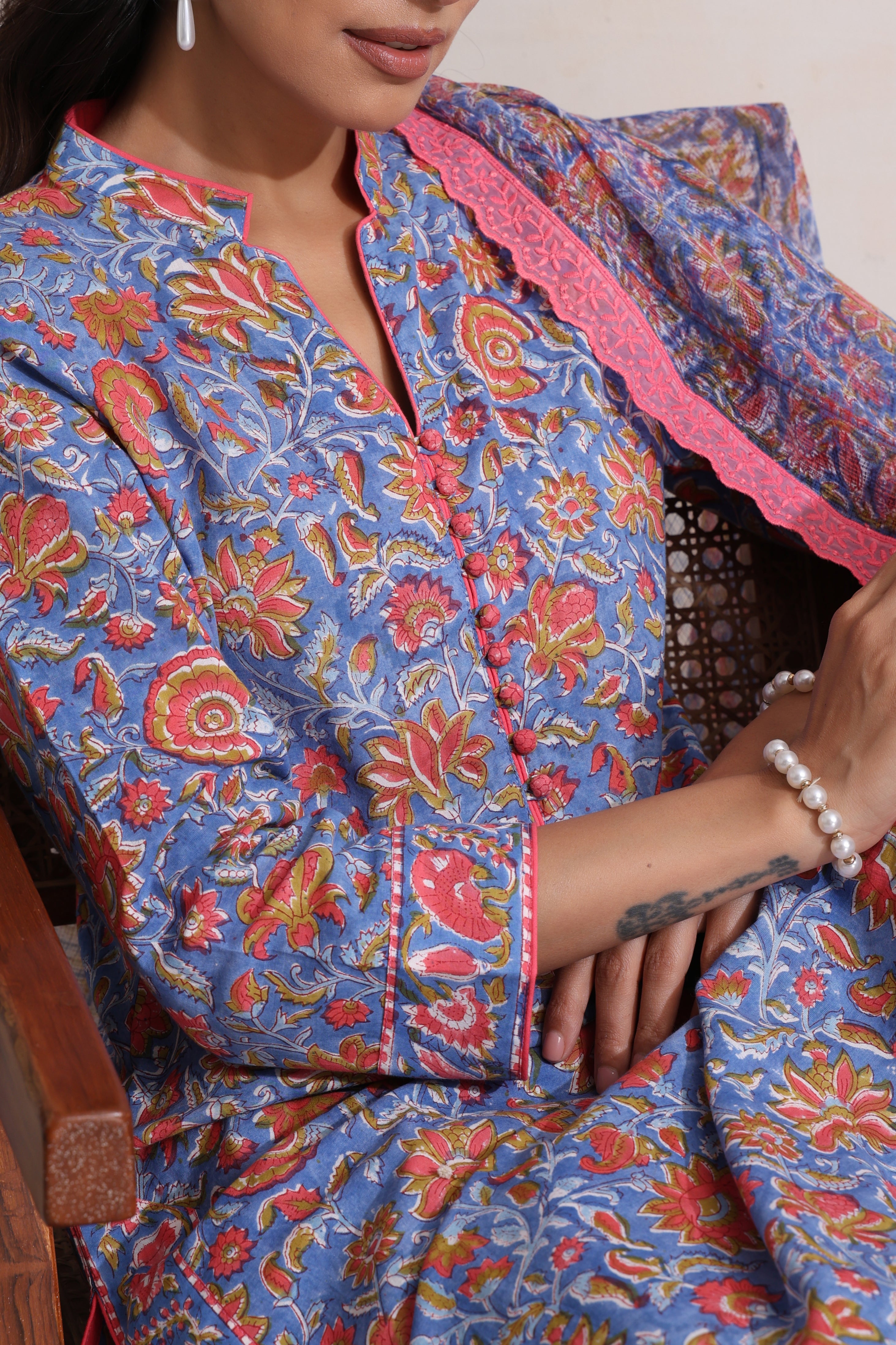 Blue Beverly Kurta Set of 3