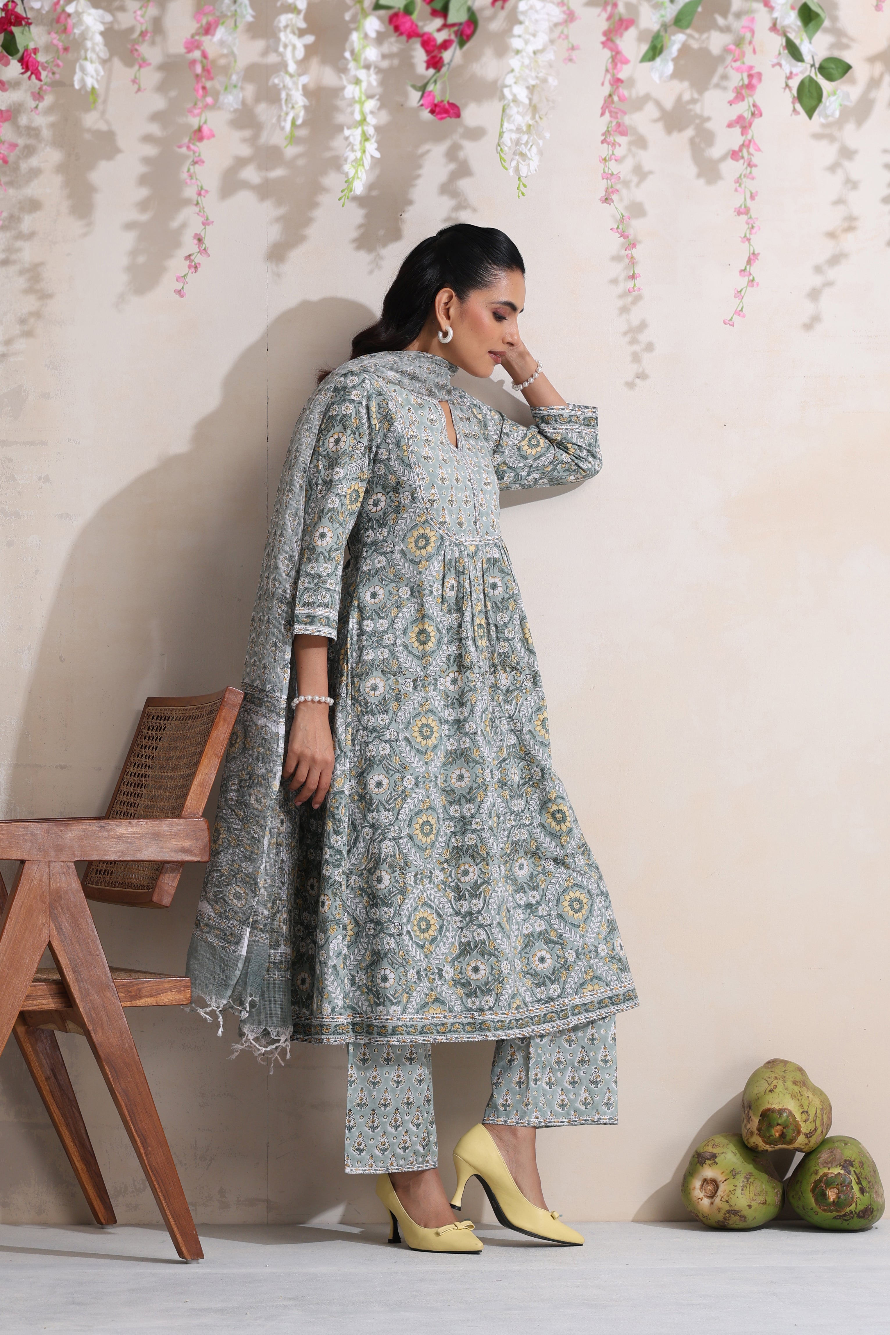 Green Aralia Embroidered Kurta Set of 3