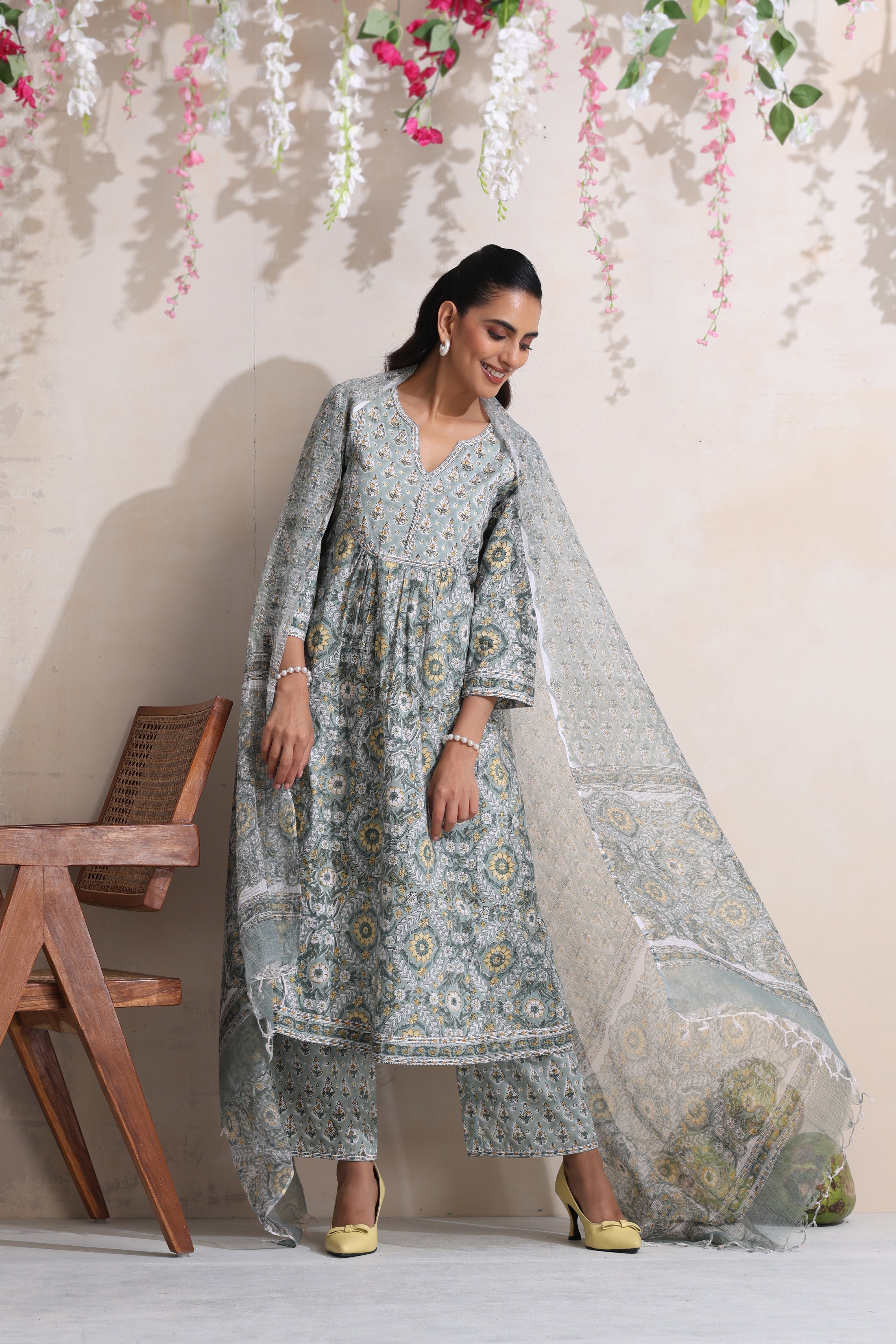 Green Aralia Embroidered Kurta Set of 3