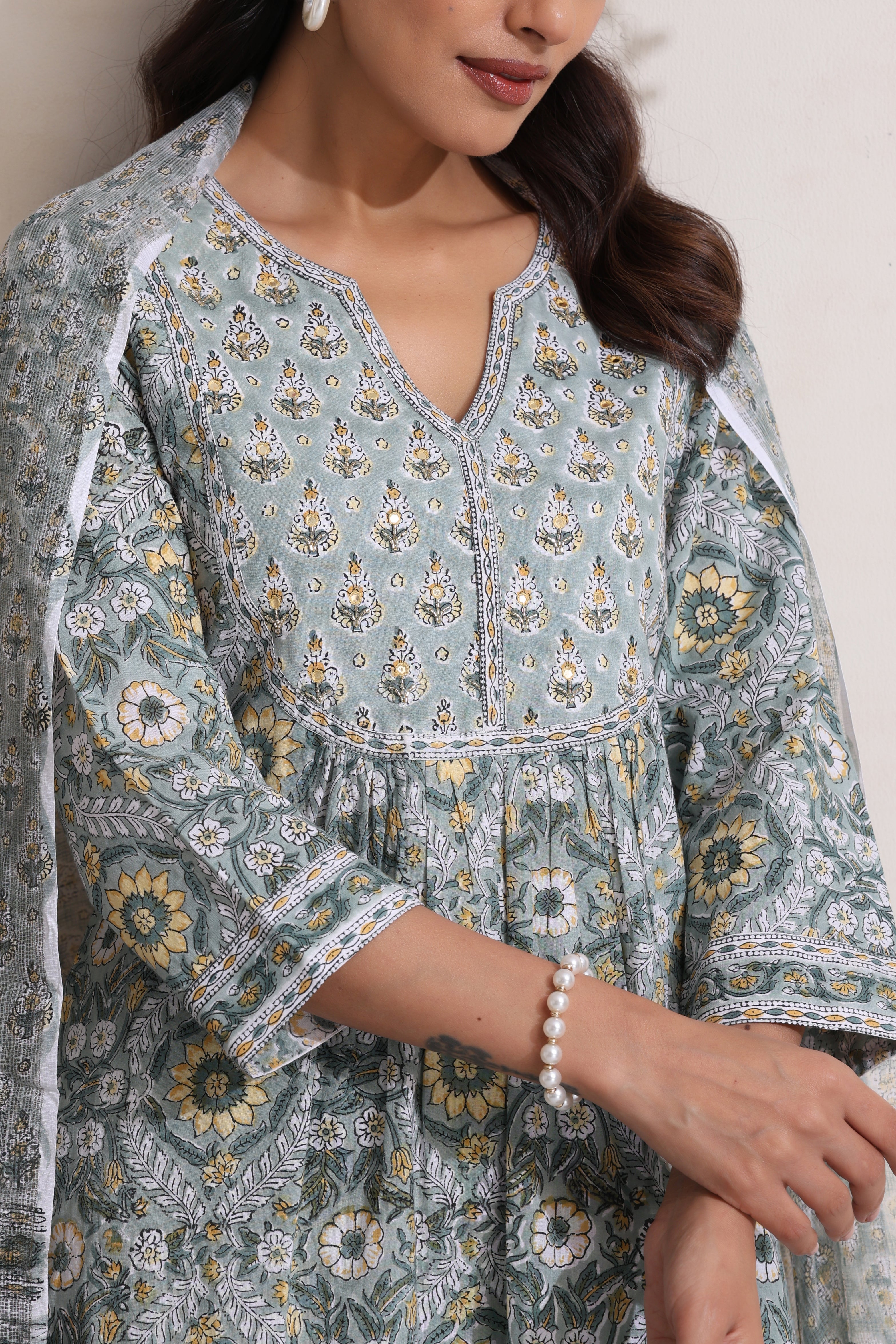 Green Aralia Embroidered Kurta Set of 3