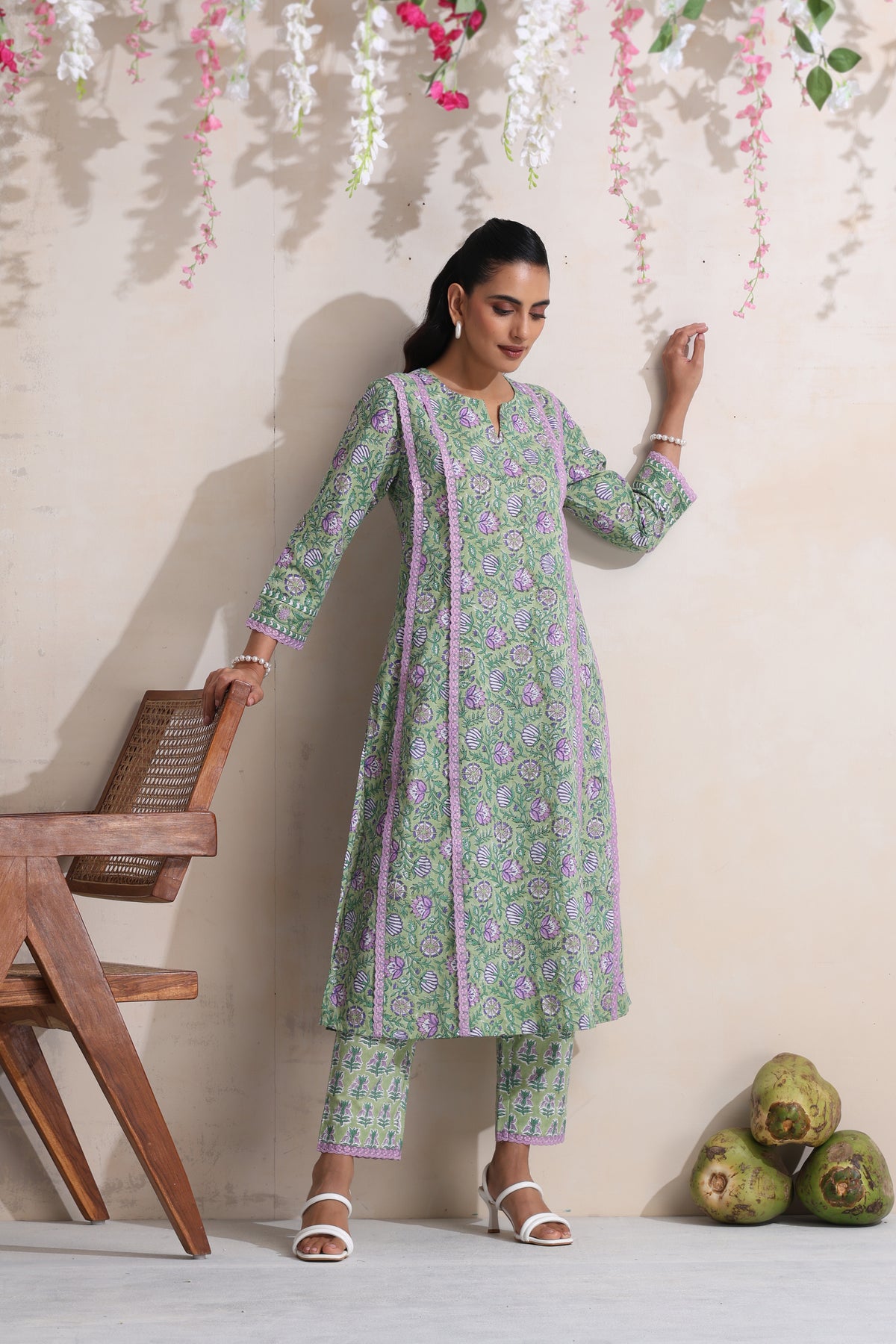 Green Greta Floral Kurta Set of 3
