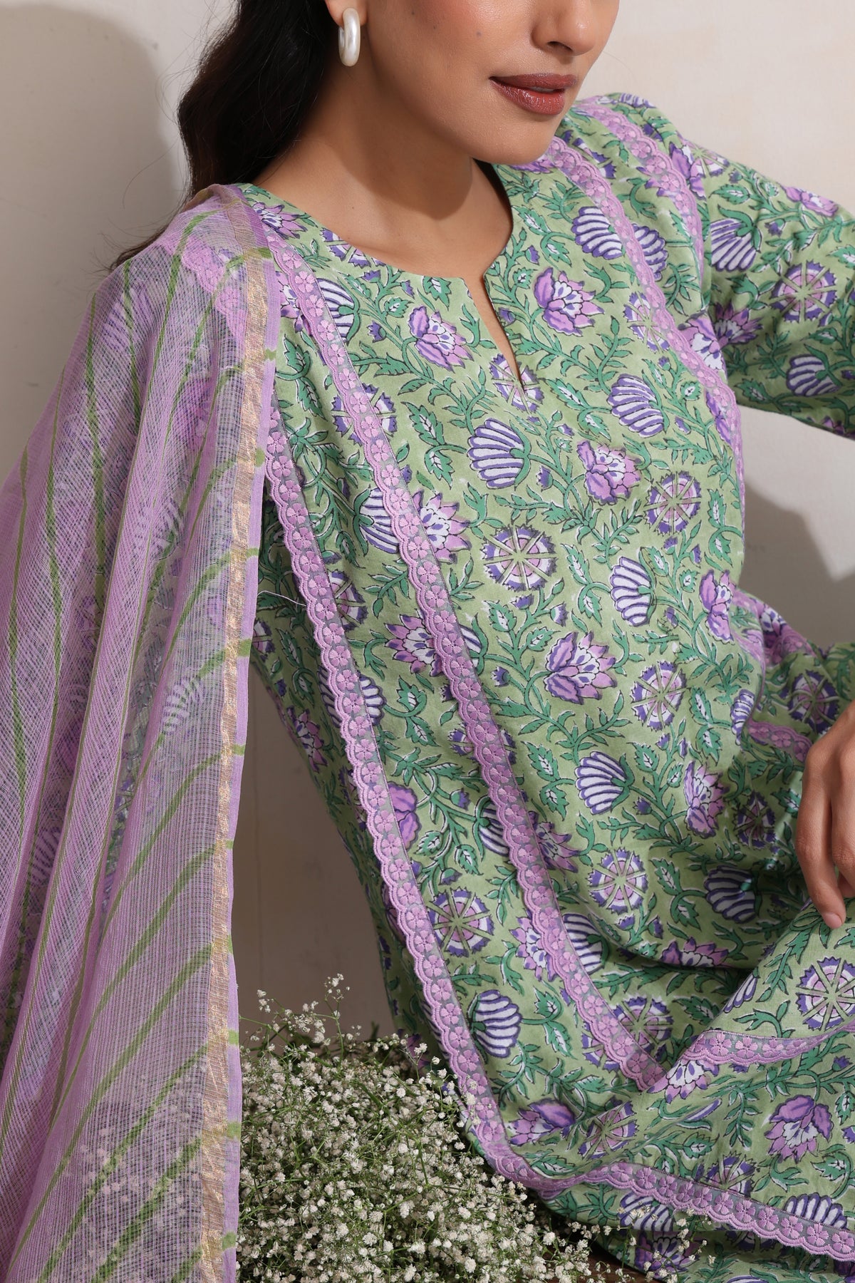 Green Greta Floral Kurta Set of 3