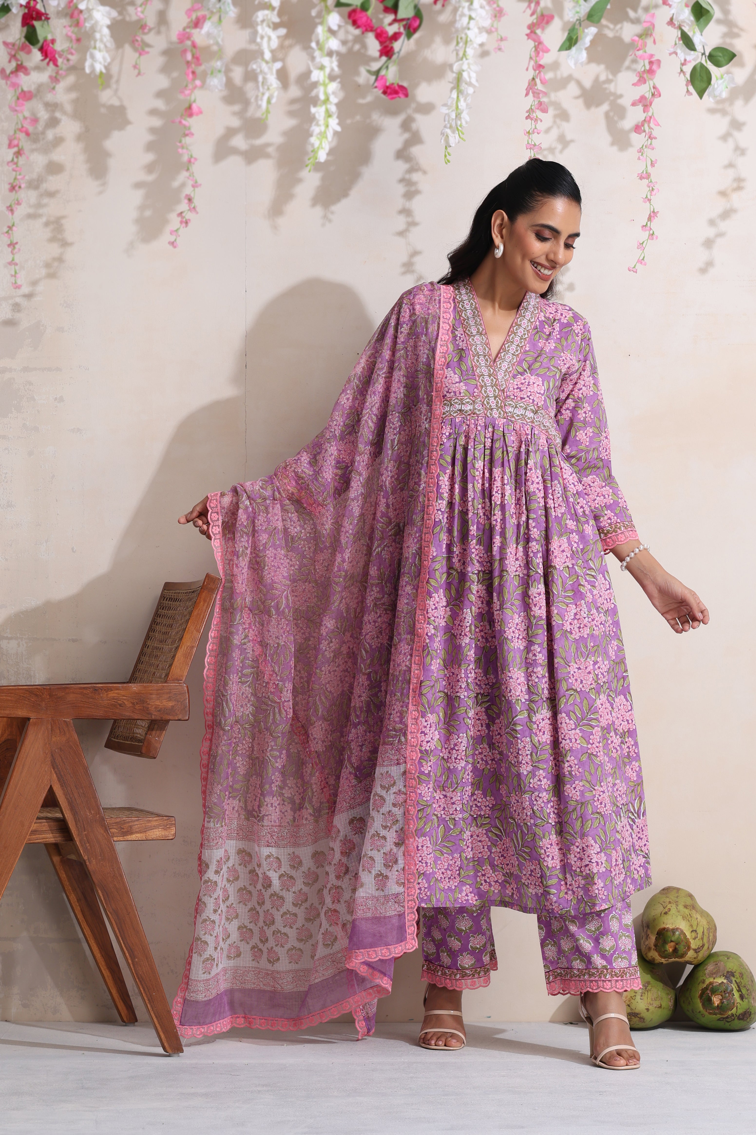 Lavender Lea Gathered Kurta Set of 3