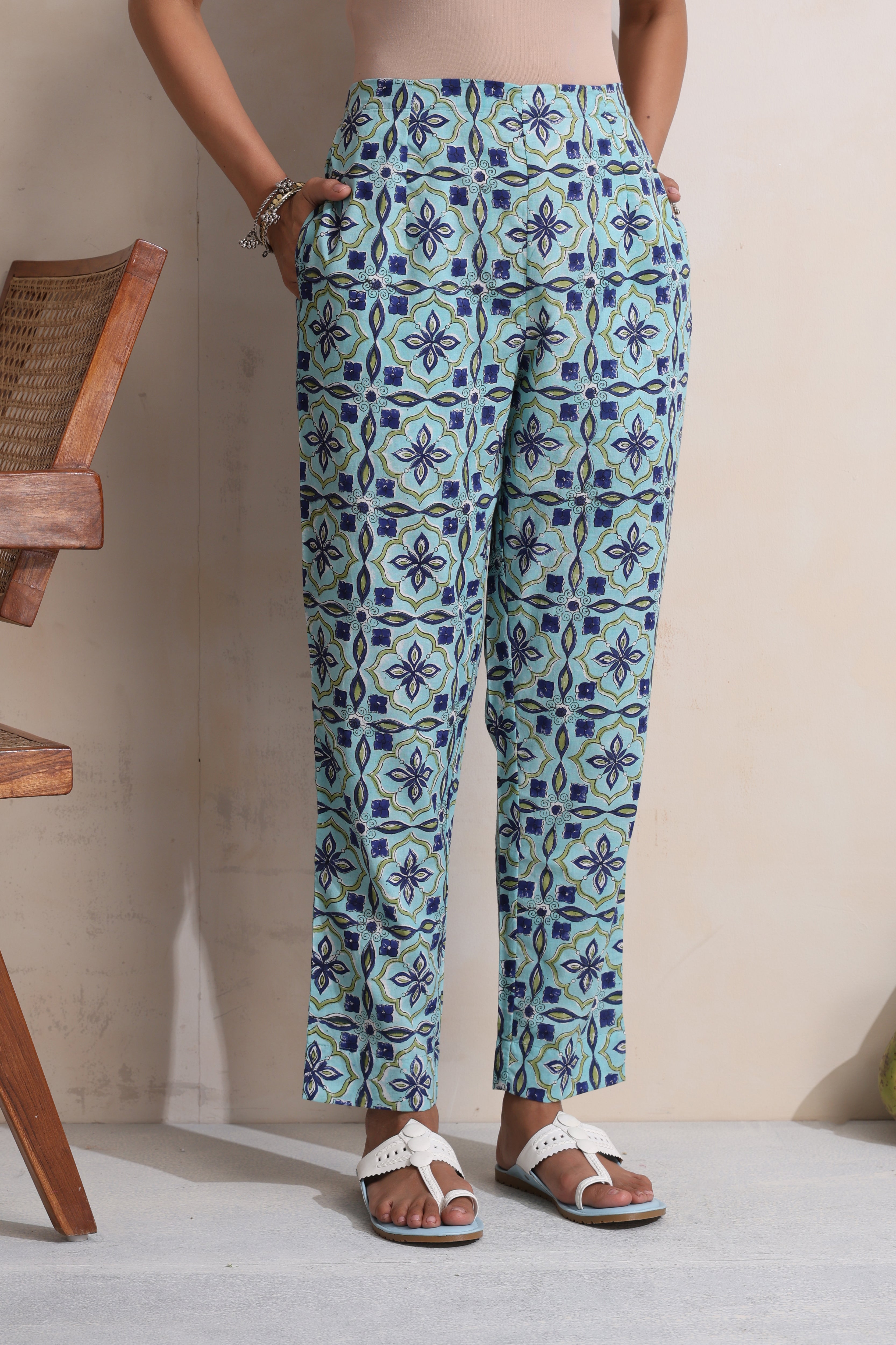 Blue Krista Pintucks Gathered Kurta Set of 3