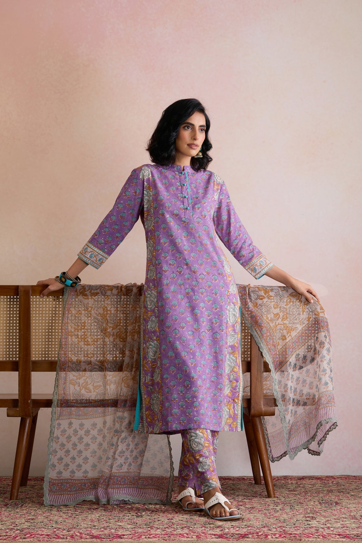 Purple Kiara Floral Kurta Set of 3