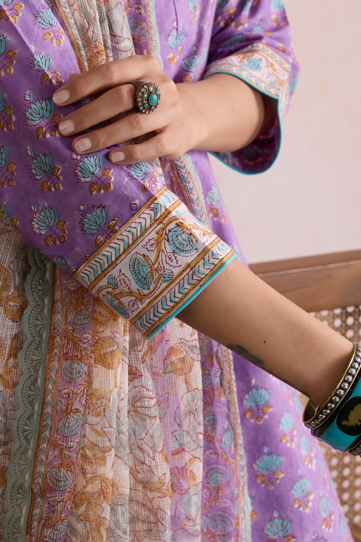 Purple Kiara Floral Kurta Set of 3