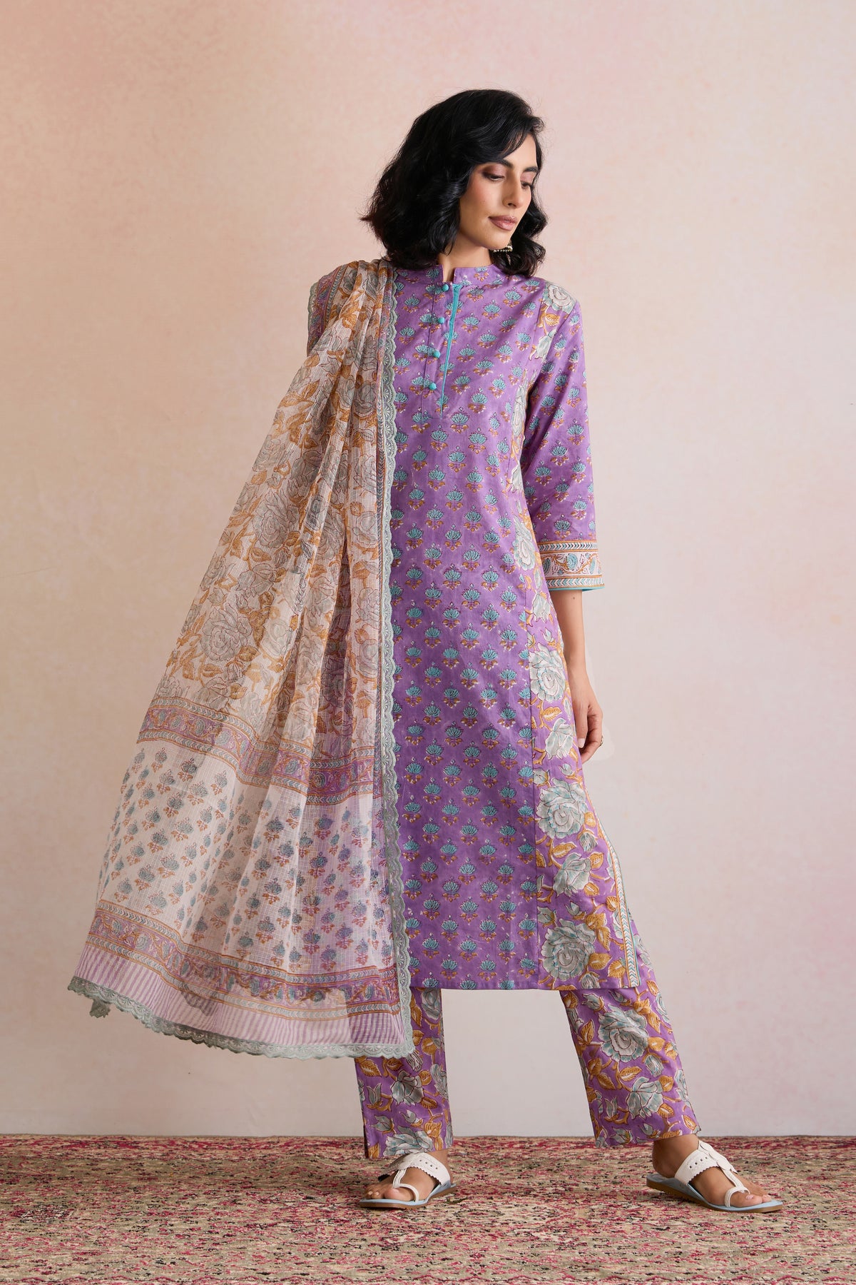 Purple Kiara Floral Kurta Set of 3