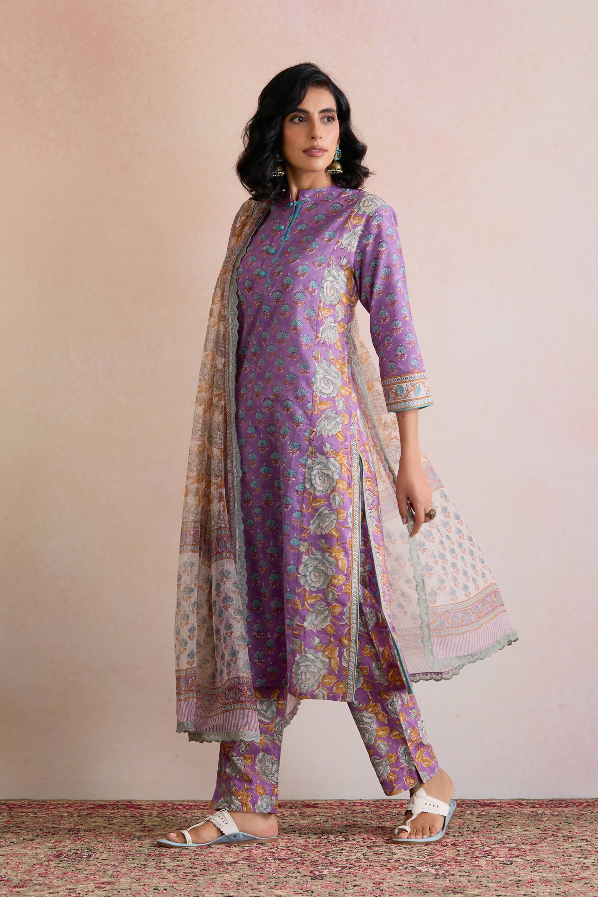 Purple Kiara Floral Kurta Set of 3