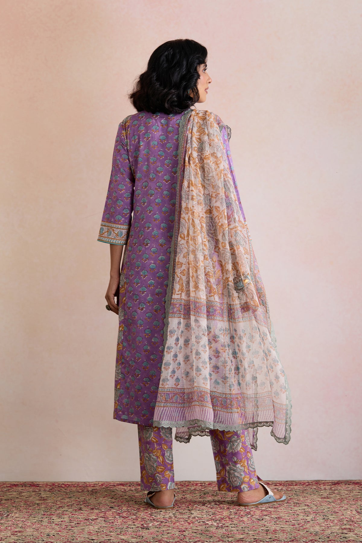 Purple Kiara Floral Kurta Set of 3