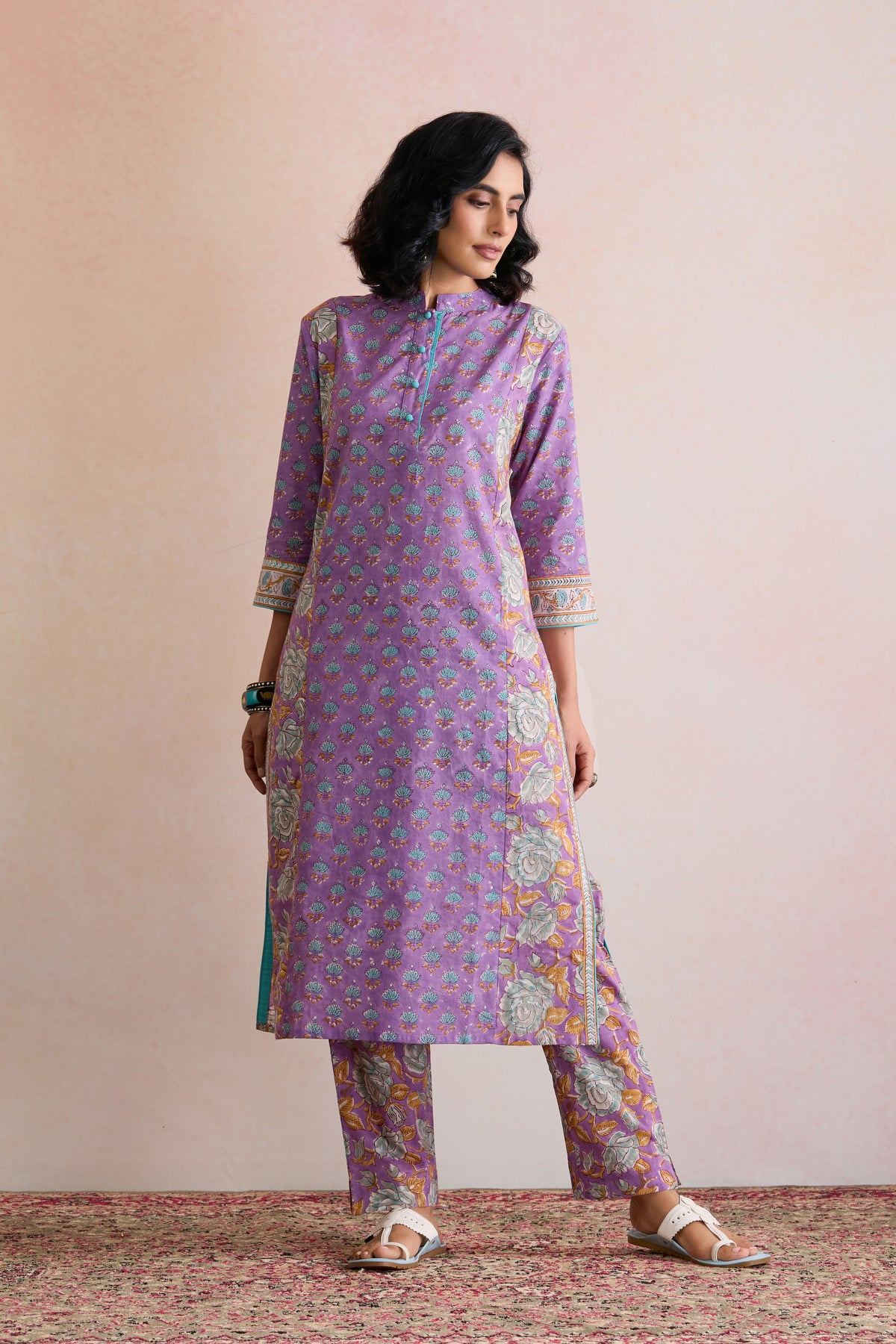Purple Kiara Floral Kurta Set of 3