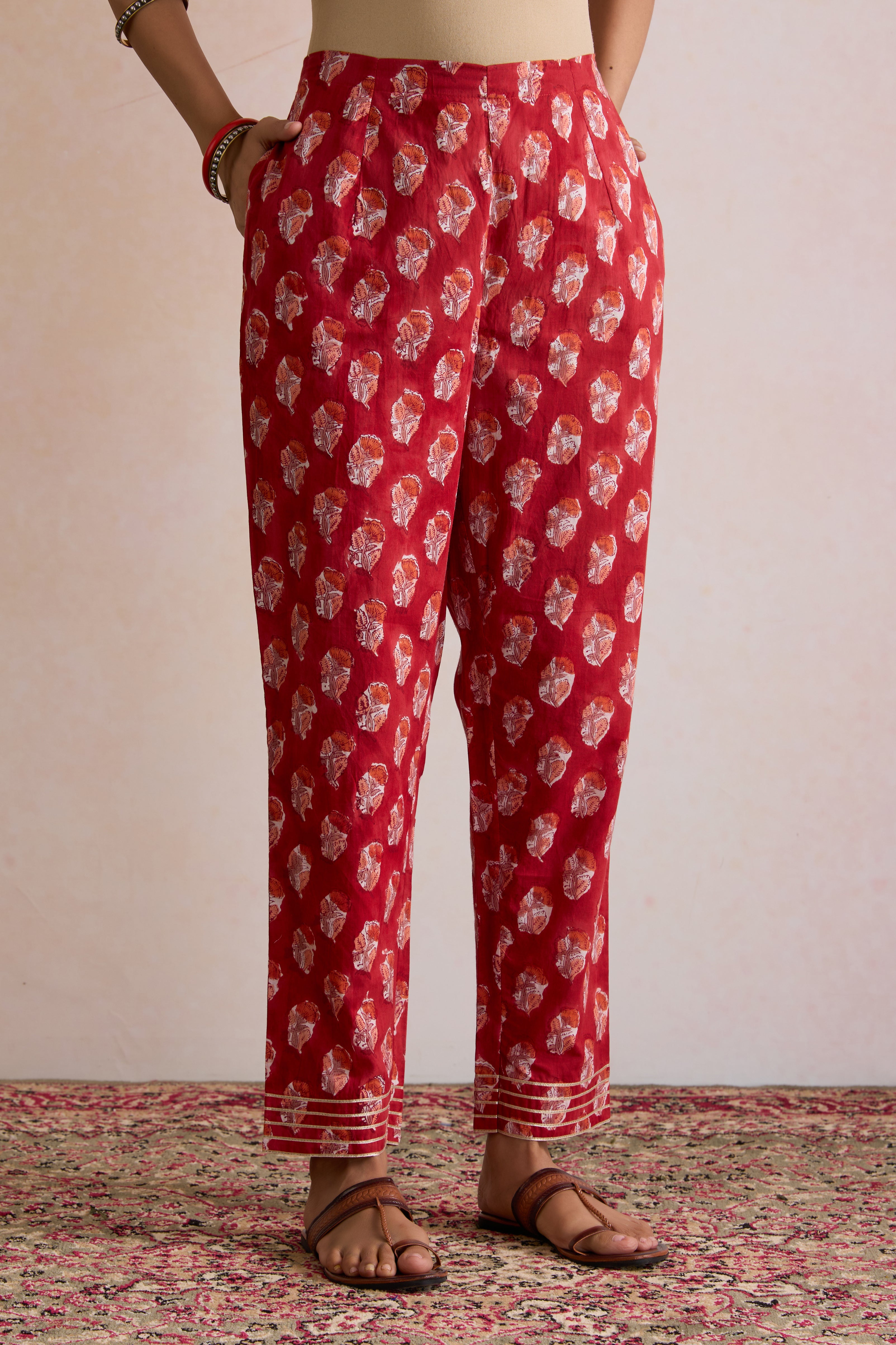 Red Rebecca Floral Kurta Set of 3