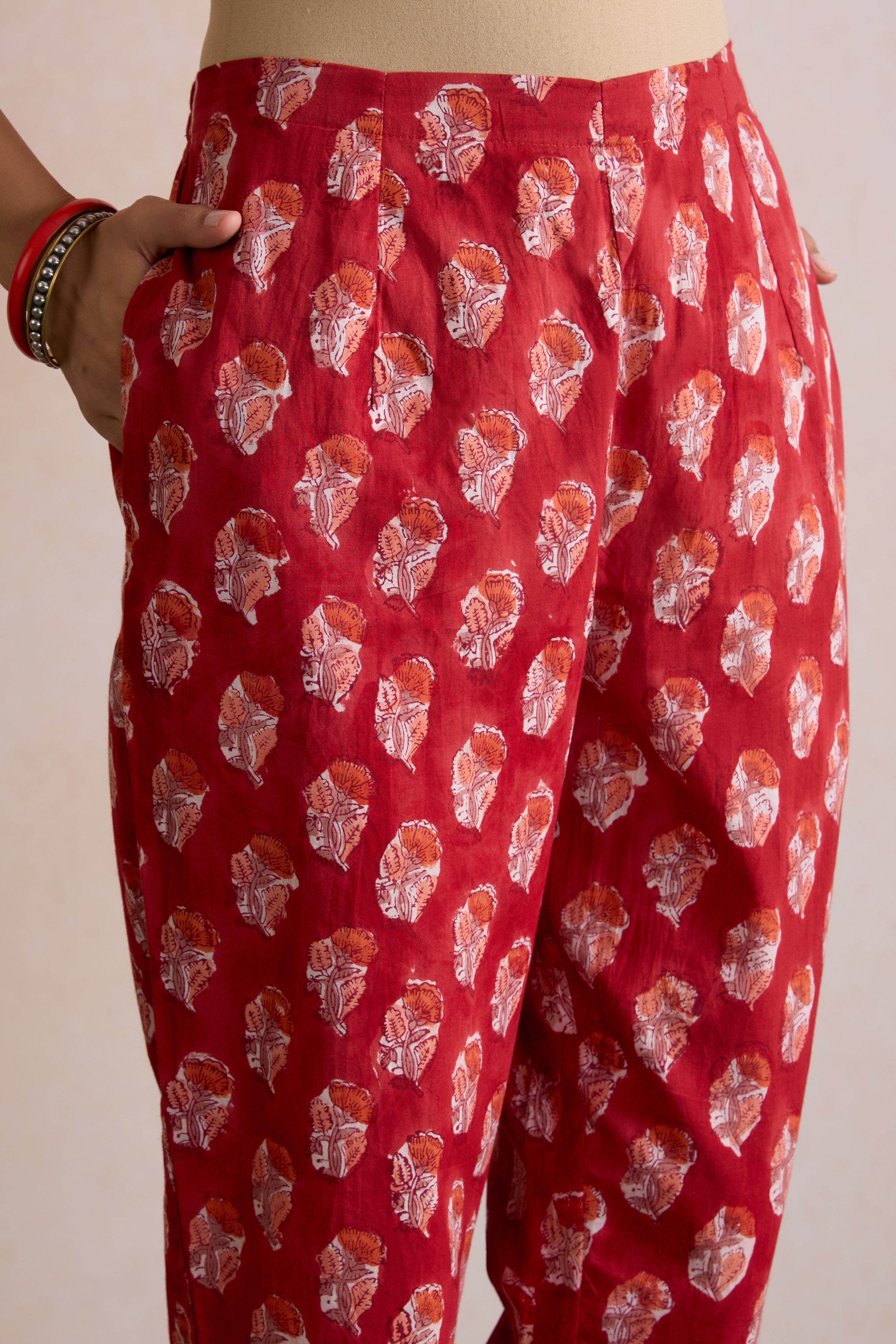 Red Rebecca Floral Kurta Set of 3