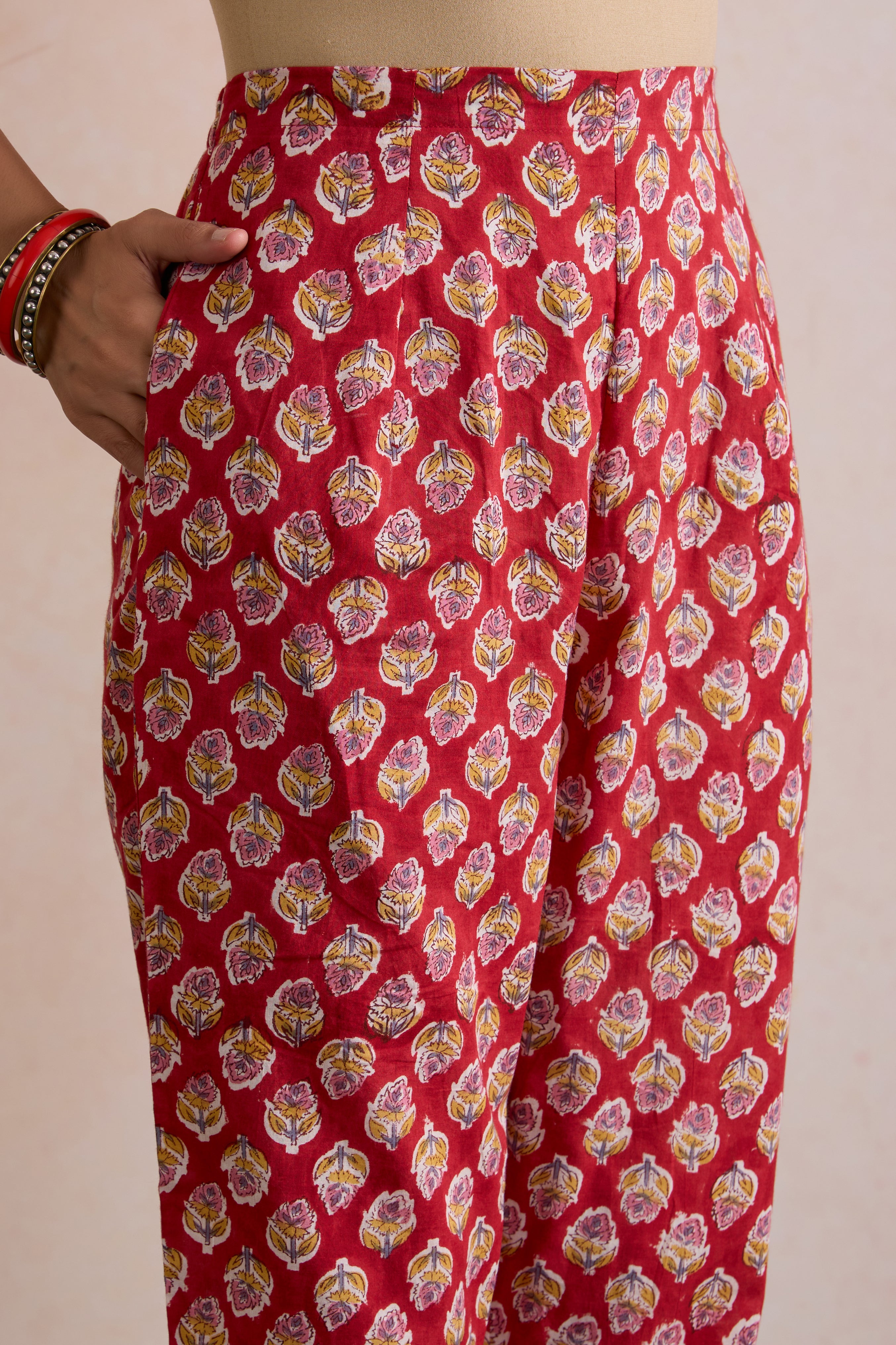 Red Shyla Embroidered Anarkali Kurta Set of 3