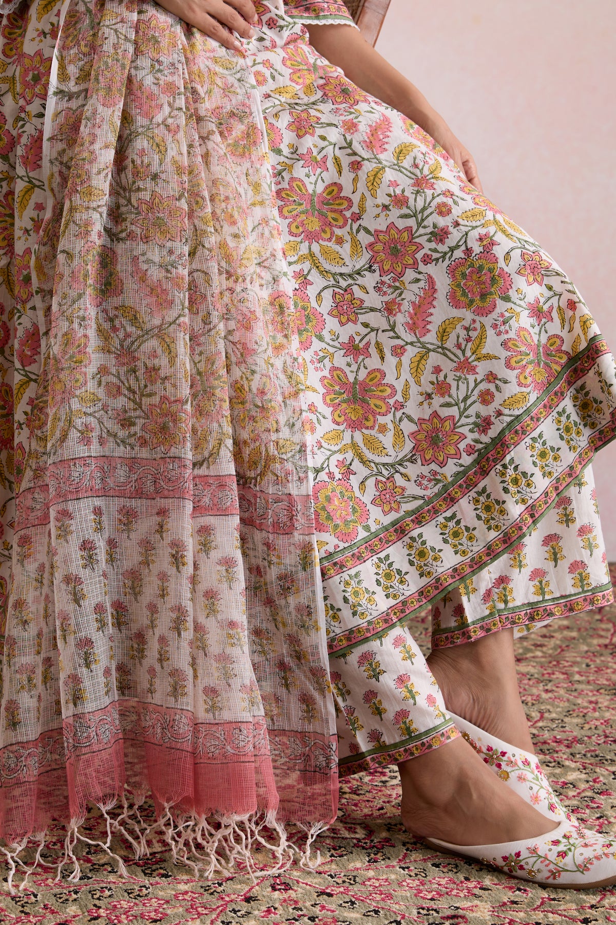 White Florence Embroidered Anarkali Set of 3