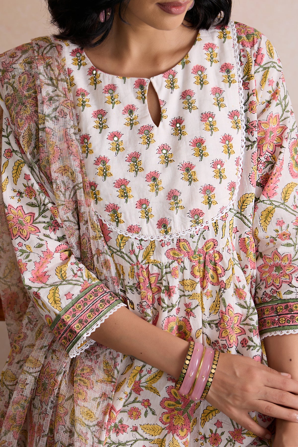 White Florence Embroidered Anarkali Set of 3