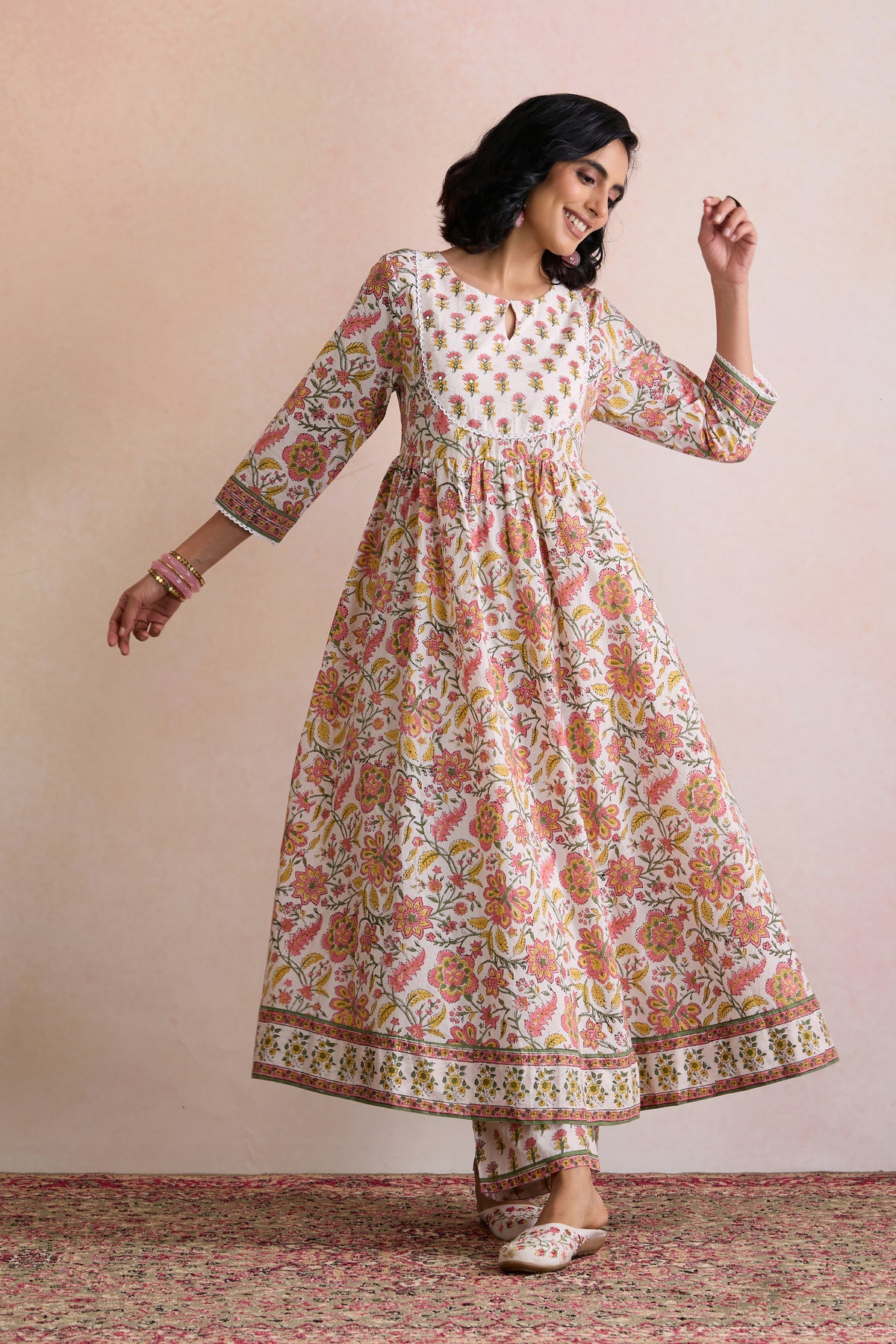 White Florence Embroidered Anarkali Set of 3