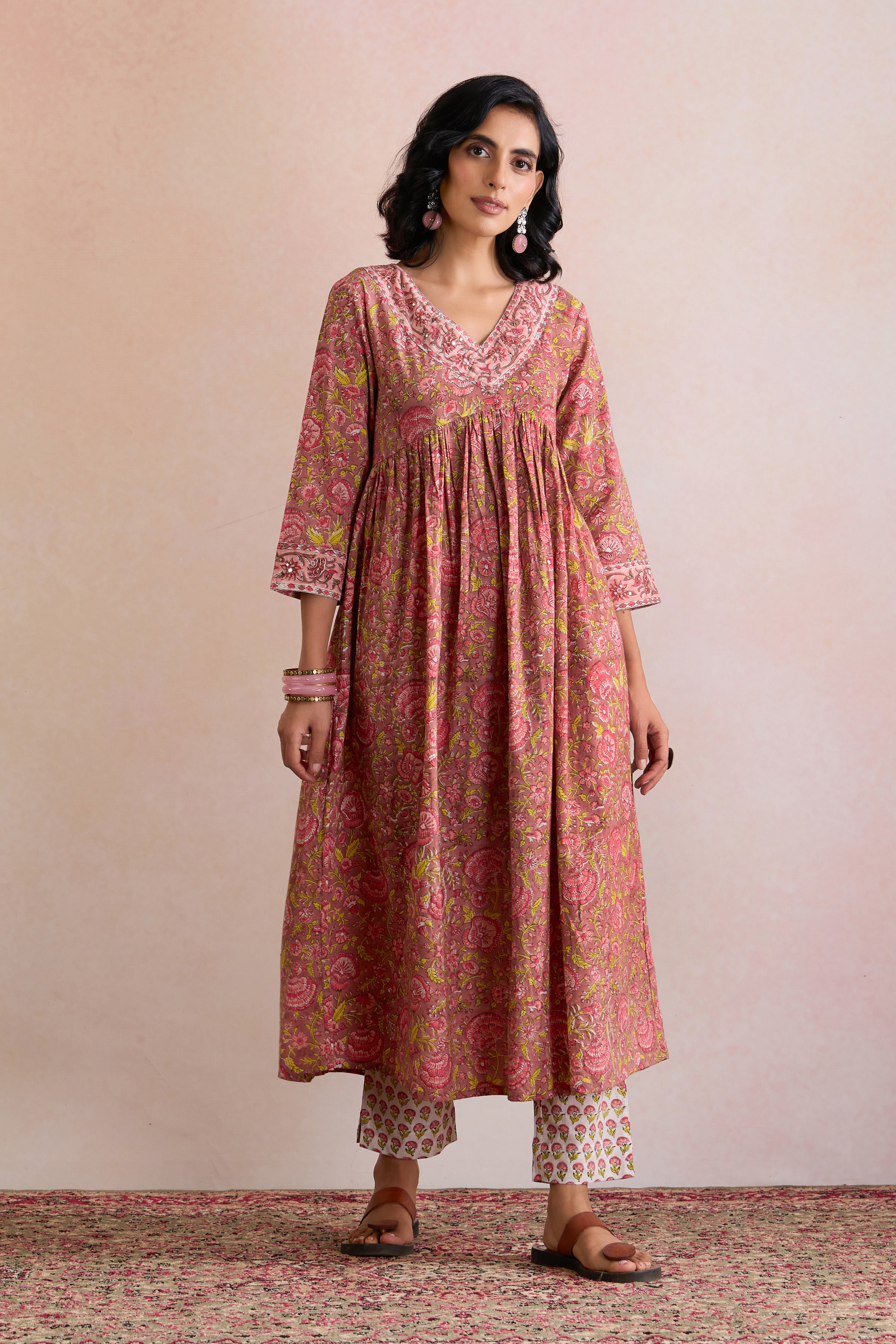 Brown Brenda Embroidered Kurta Set of 3