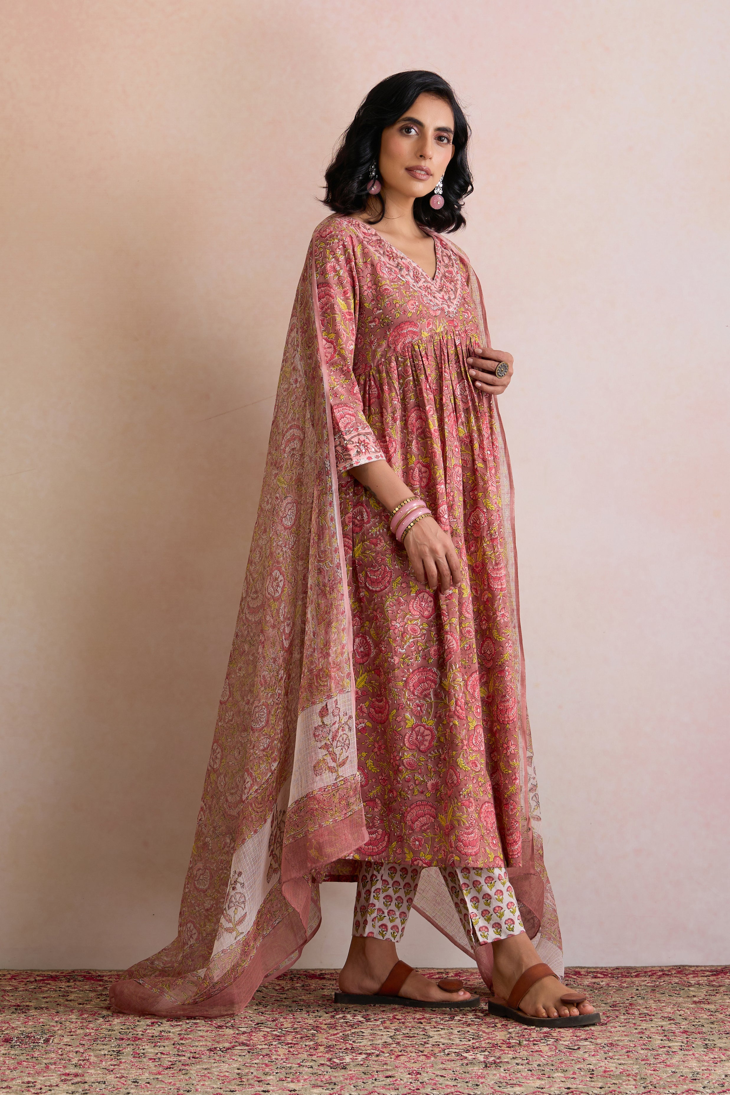 Brown Brenda Embroidered Kurta Set of 3