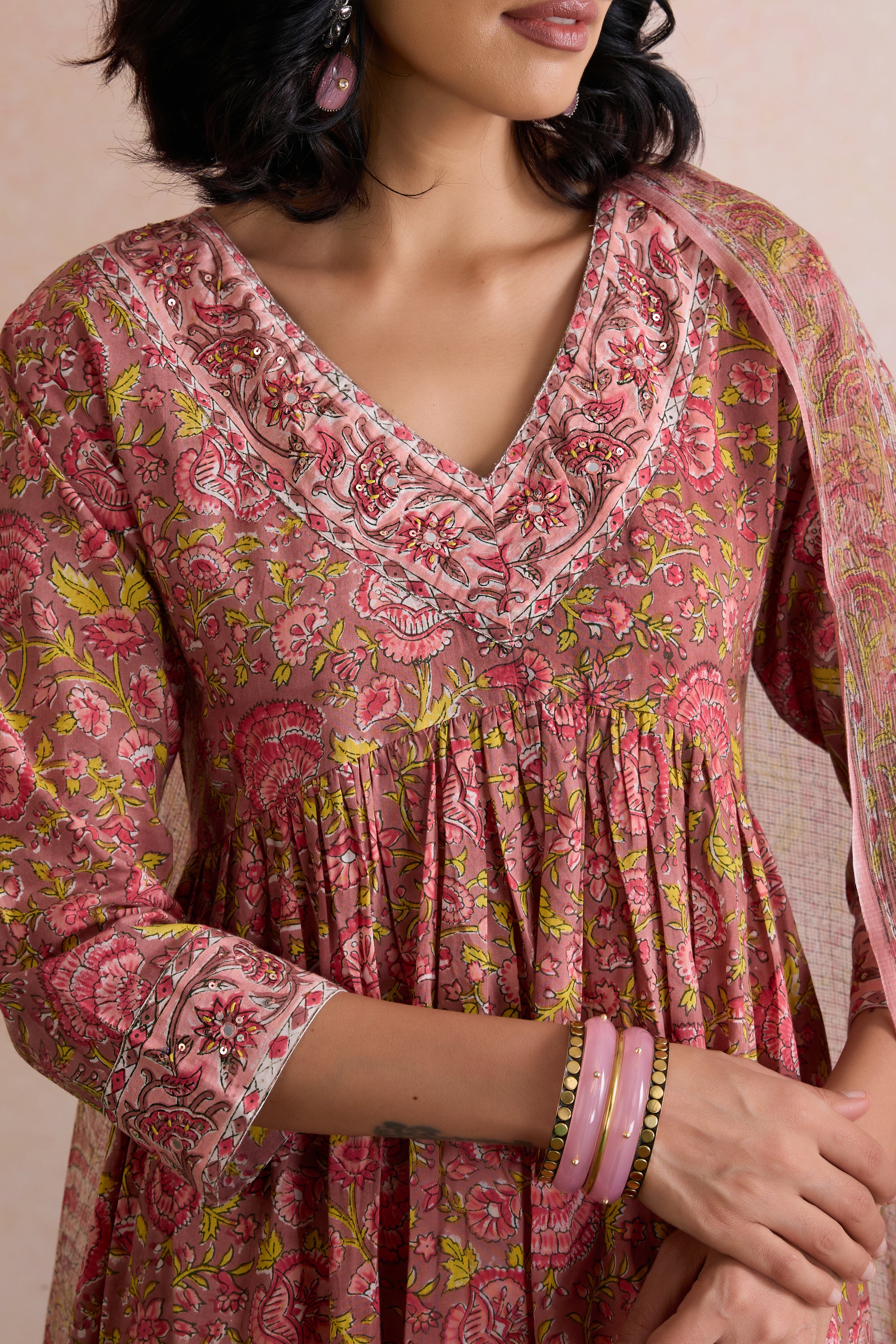 Brown Brenda Embroidered Kurta Set of 3