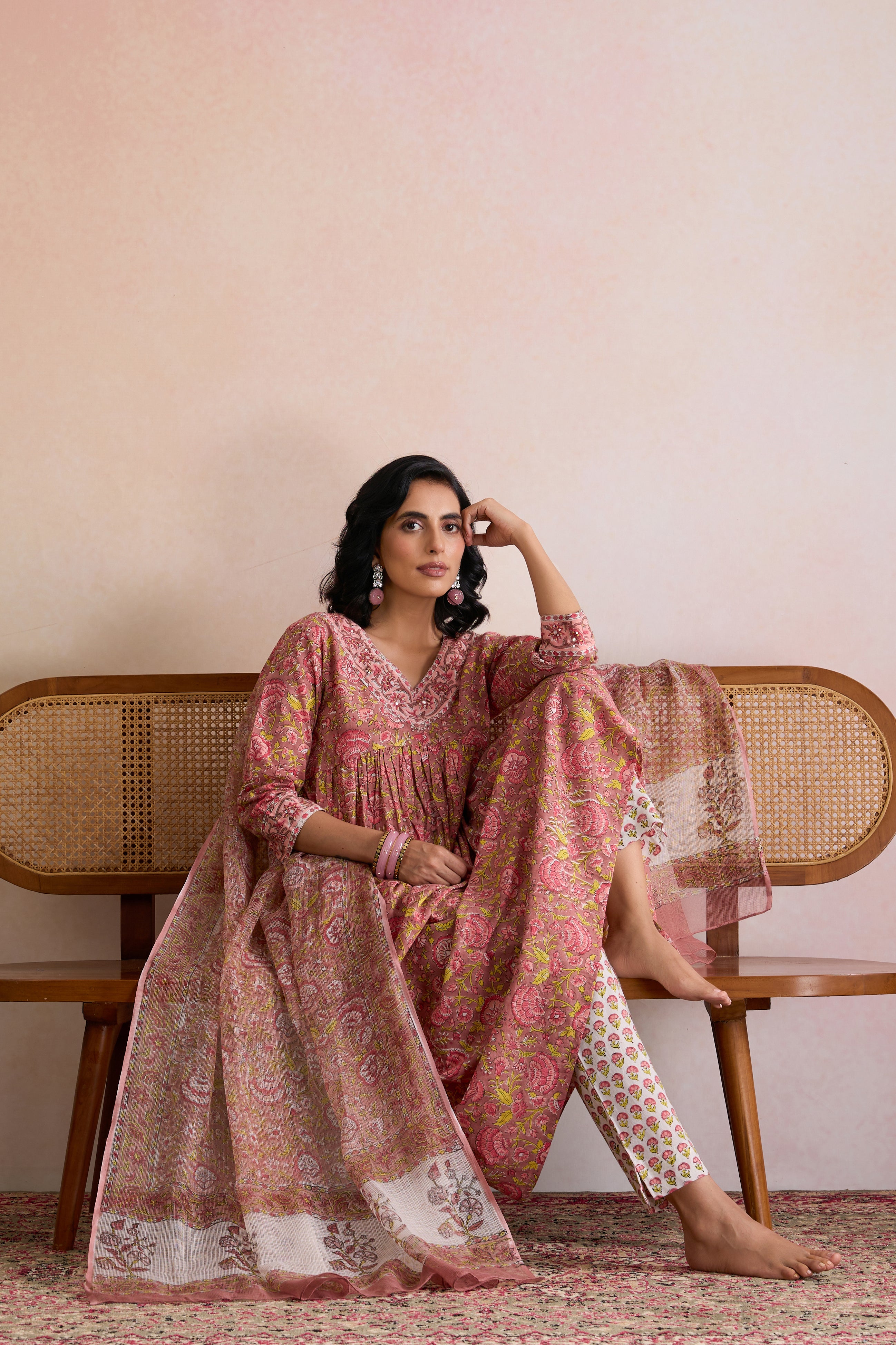 Brown Brenda Embroidered Kurta Set of 3